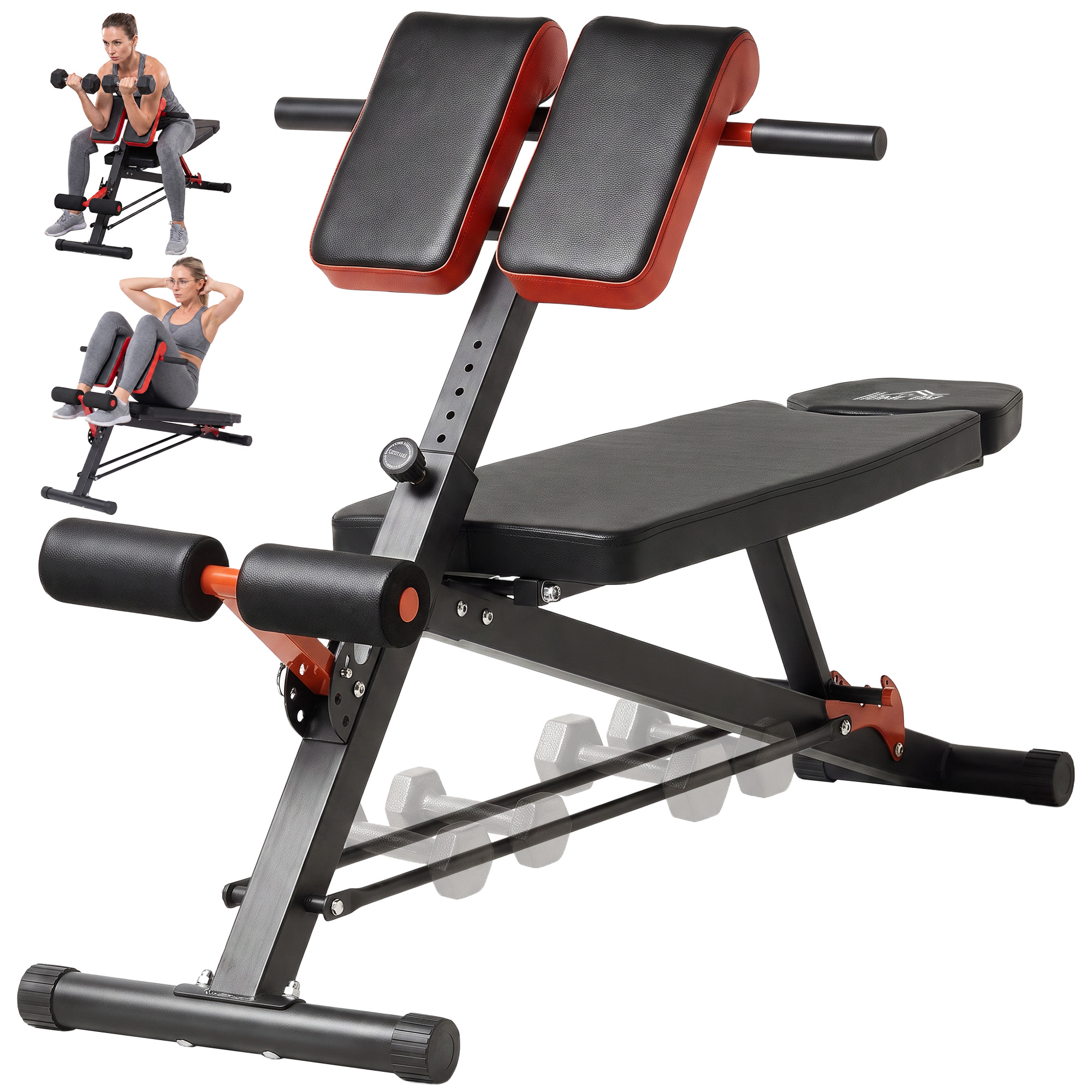 Homcom Banc de Musculation Banc de Poids Gymnastique à Domicile Bureau Multifonction Dossier Réglable en 3 Positions Acier