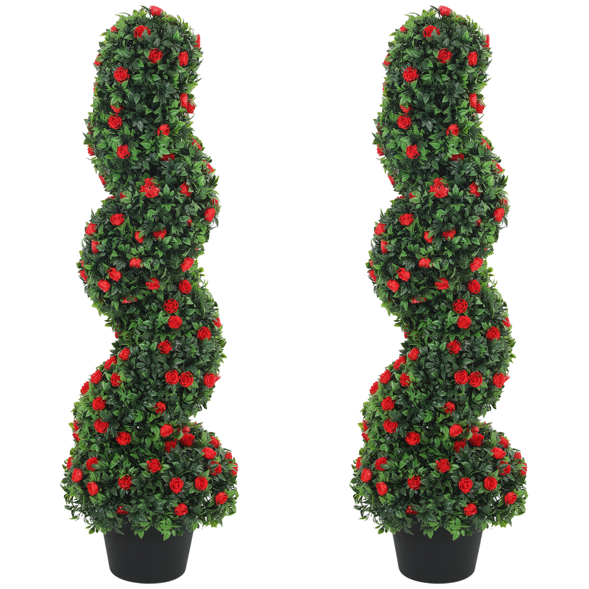 HOMCOM Decorative Artificial Plants Set of 2, UV Resistant Fake Plants in Pot for Indoor Outdoor Decor, 90cm, Red HOMCOM Decorative Artificial Plants Set of 2, UV Resistant Fake Plants in Pot for Indoor Outdoor Decor, 90cm, Red