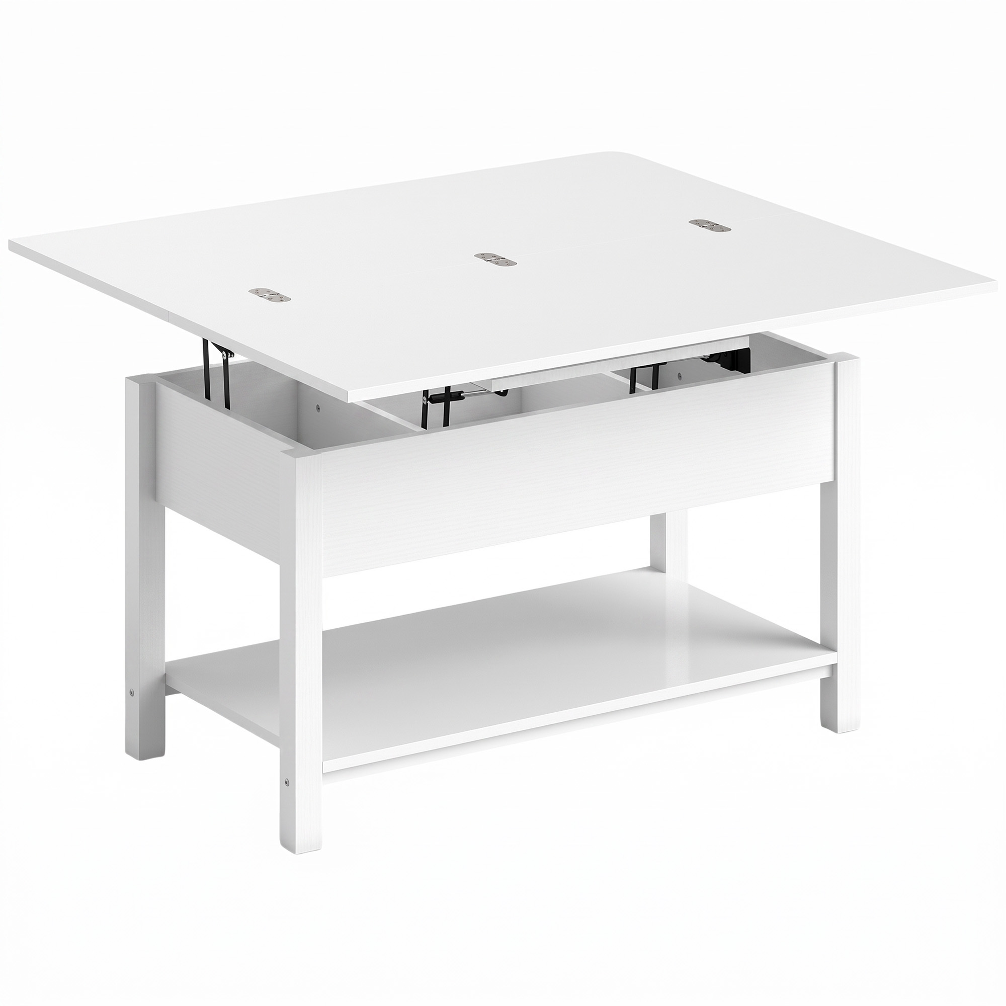 HOMCOM Table basse relevable et extensible table de salon avec compartiment caché étagère ouverte 100x45x50,5cm blanc HOMCOM Table basse relevable et extensible table de salon avec compartiment caché étagère ouverte 100x45x50,5cm blanc