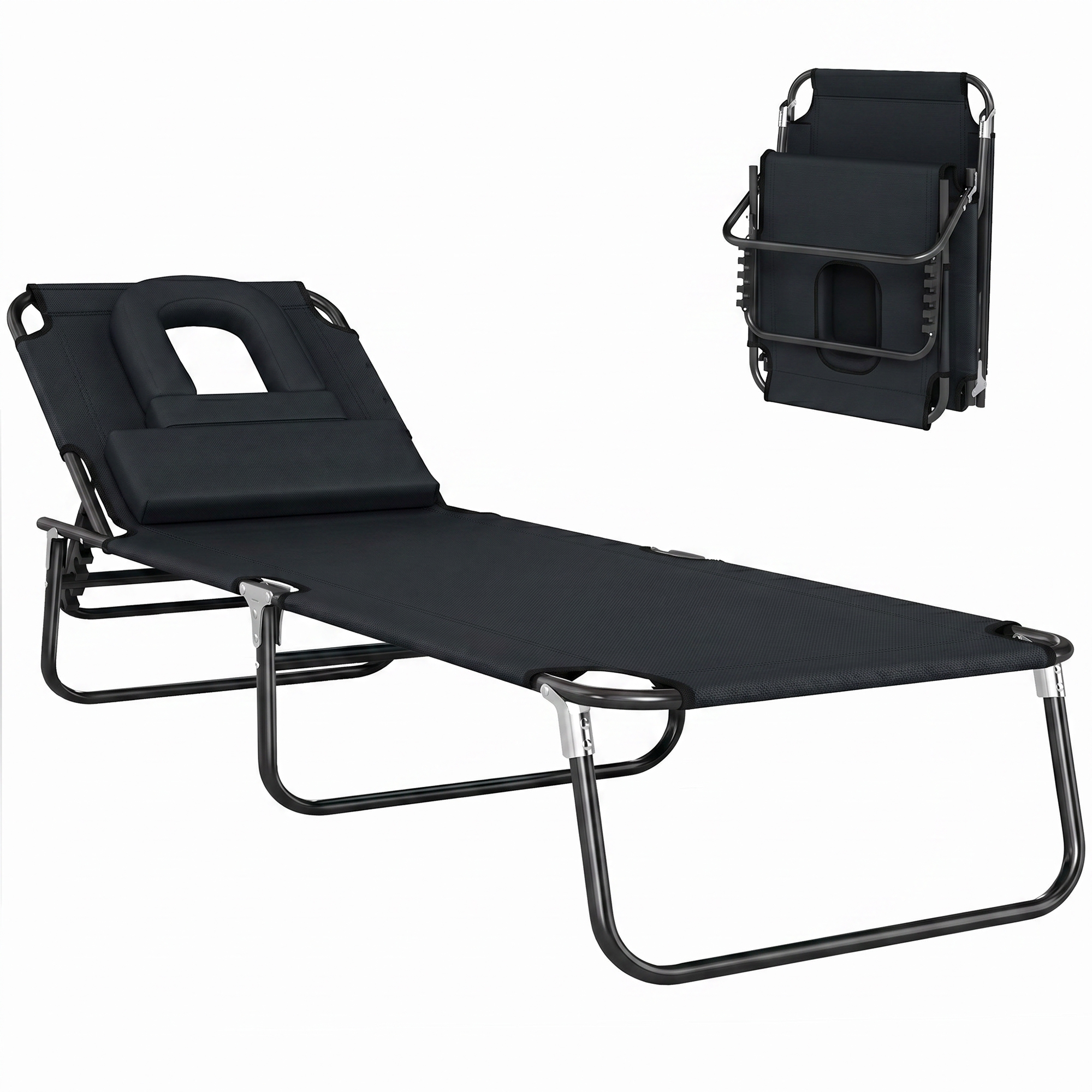 HOMCOM Transat bain de soleil chaise longue de jardin pliant avec dossier réglable multiposition dim. 190L x 56I x 28H cm HOMCOM Transat bain de soleil chaise longue de jardin pliant avec dossier réglable multiposition dim. 190L x 56I x 28H cm