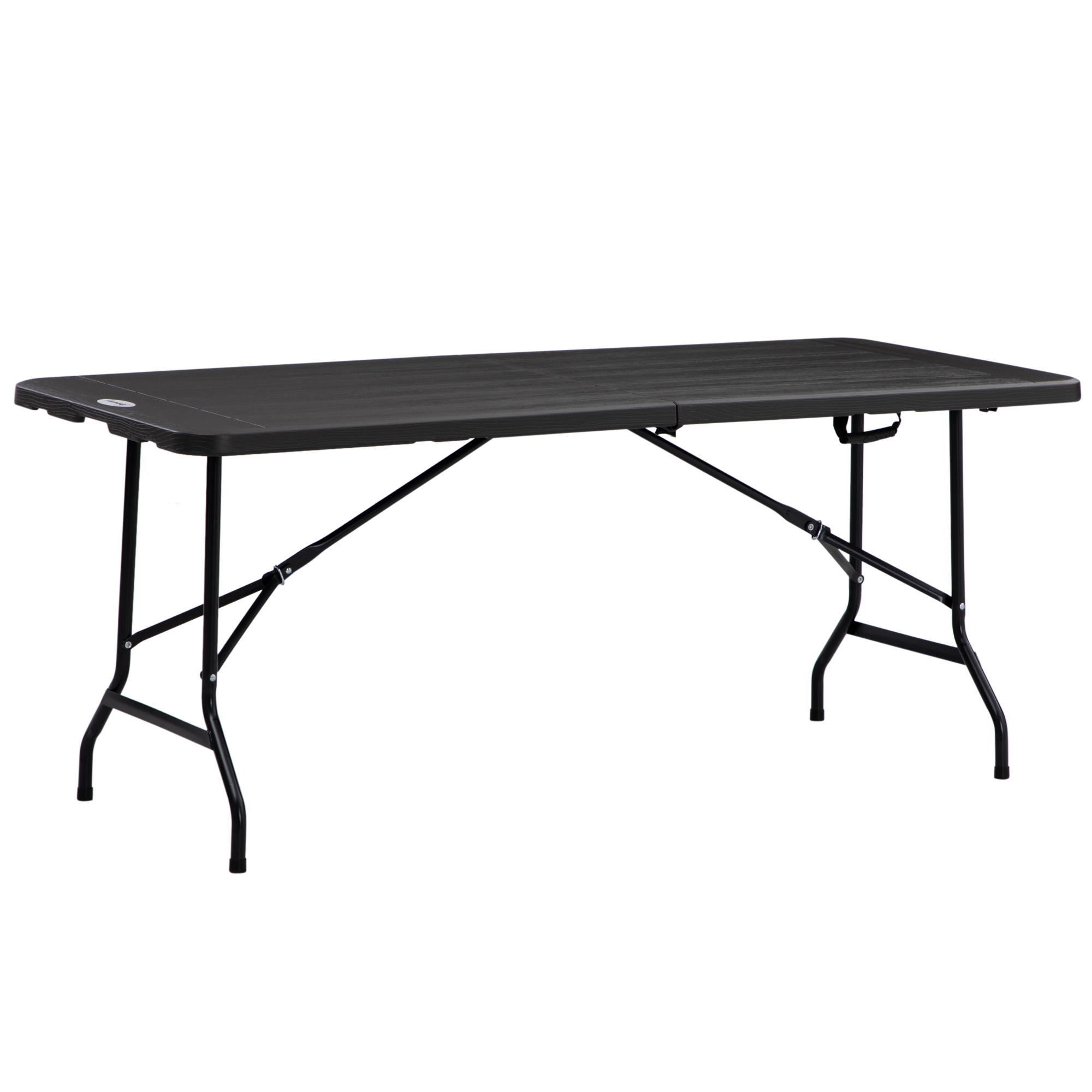 Outsunny Gartentisch Klapptisch für 6 Personen, Buffettisch mit Stahlgestell, Terrassentisch in Holzoptik, HDPE, 180 x 75,5 x 73 cm, Dunkelgrau Aosom
