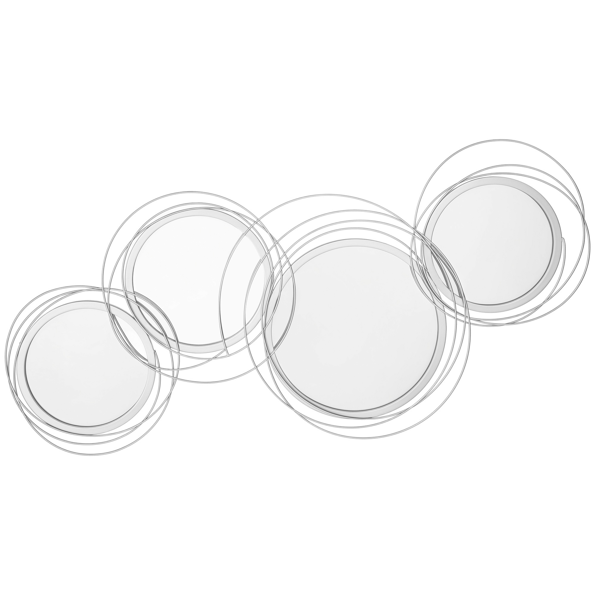 Homcom Silver Metallic Artistry: Modern Mirror Wall Sculptures, Decorative Hangings For Living, Dining & Bedrooms | Aosom Uk