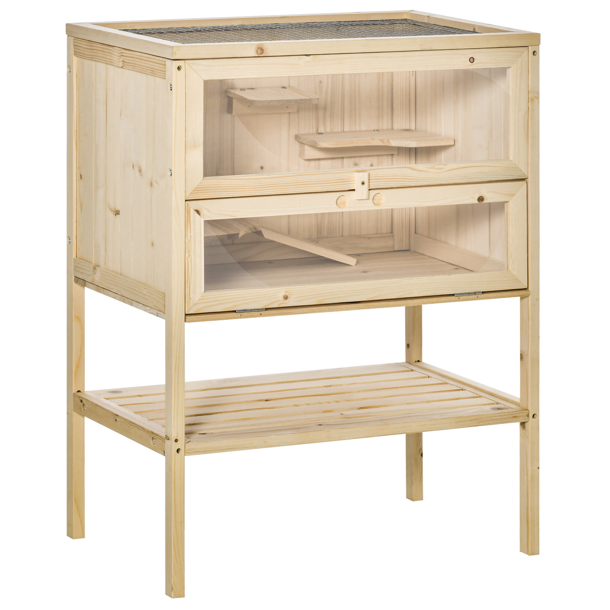 PawHut Cage Hamster en Bois à 3 Niveaux avec Plateformes, Échelles, Étagère, Fenêtre, Toit Ouvrable, 60x40x80cm, Naturel PawHut Cage Hamster en Bois à 3 Niveaux avec Plateformes, Échelles, Étagère, Fenêtre, Toit Ouvrable, 60x40x80cm, Naturel