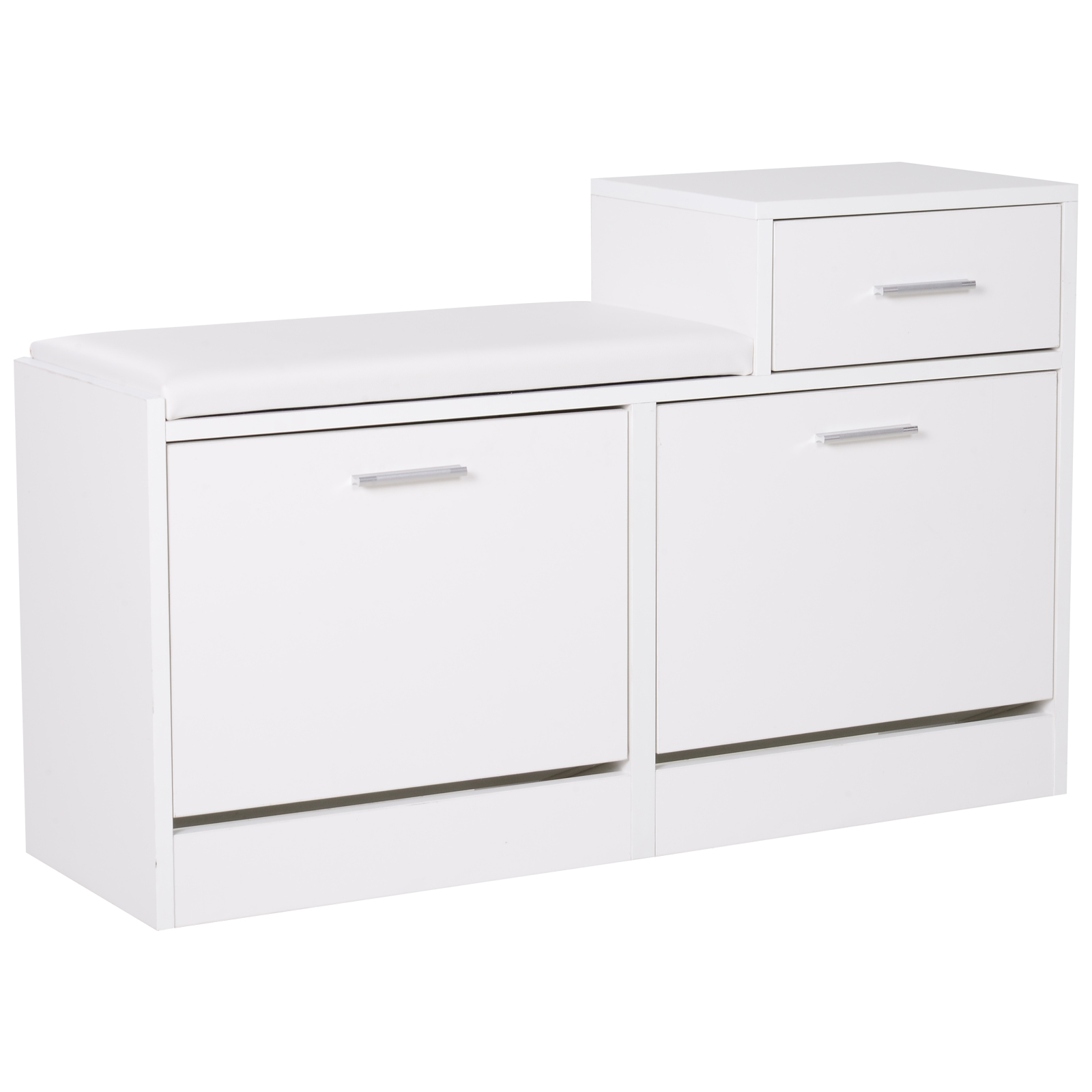 Homcom Scarpiera Salcaspzio da Ingresso 3 Scomparti con Panca Sedile Comodo Seduta con Cuscino Imbottito Bianco
