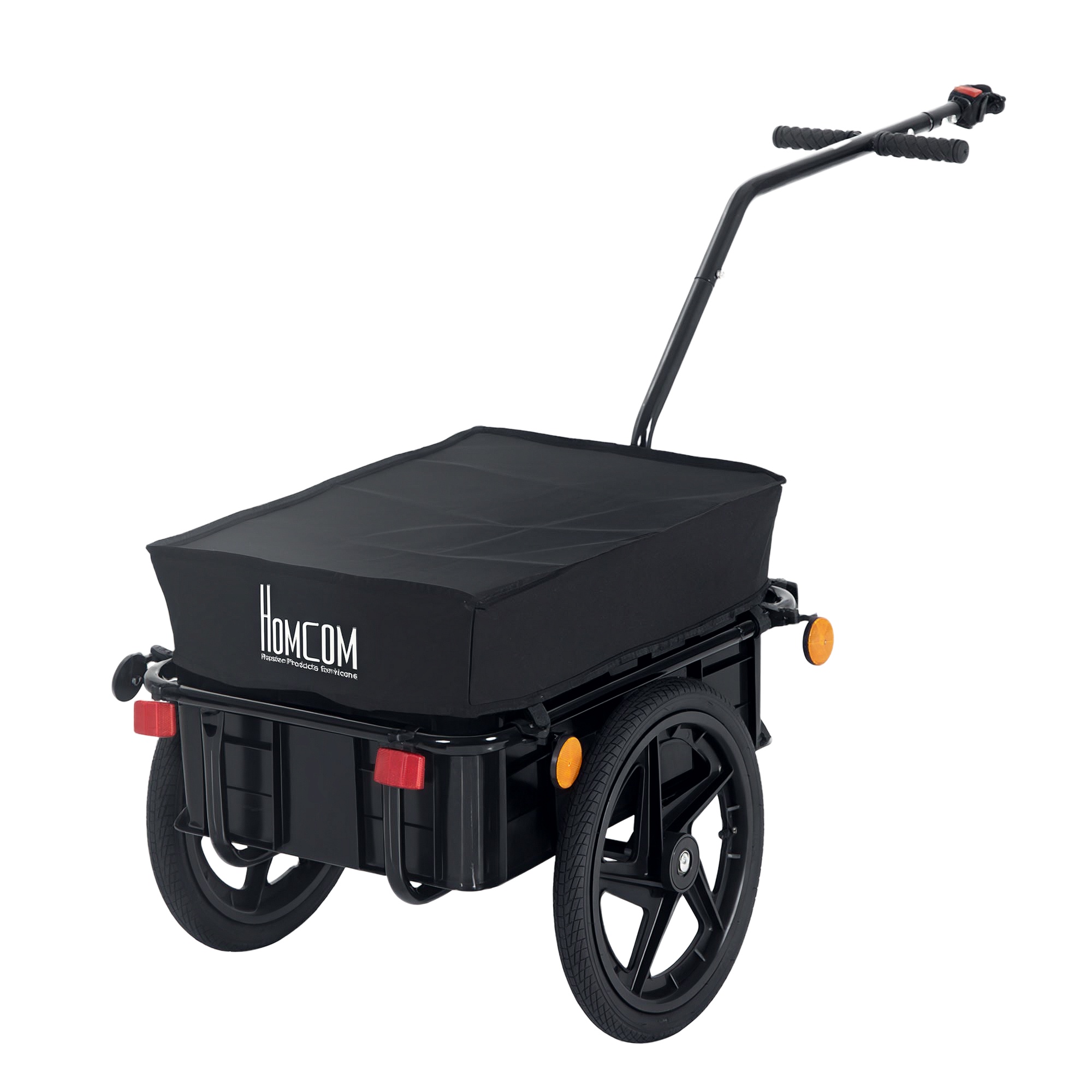 HOMCOM Remolque de Bicicleta para Carga 40kg Equipaje Reflectores y Asas Negro | Aosom España