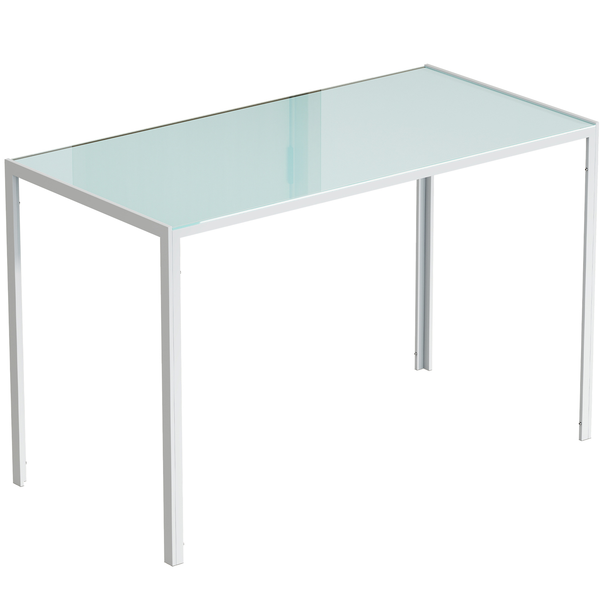 HOMCOM Esstisch 120 x 60 cm Küchentisch für 4 Personen Esszimmertisch mit Tischplatte aus Hartglas moderner Tisch für Küche, Esszimmer Wohnzimmer Weiß   Aosom