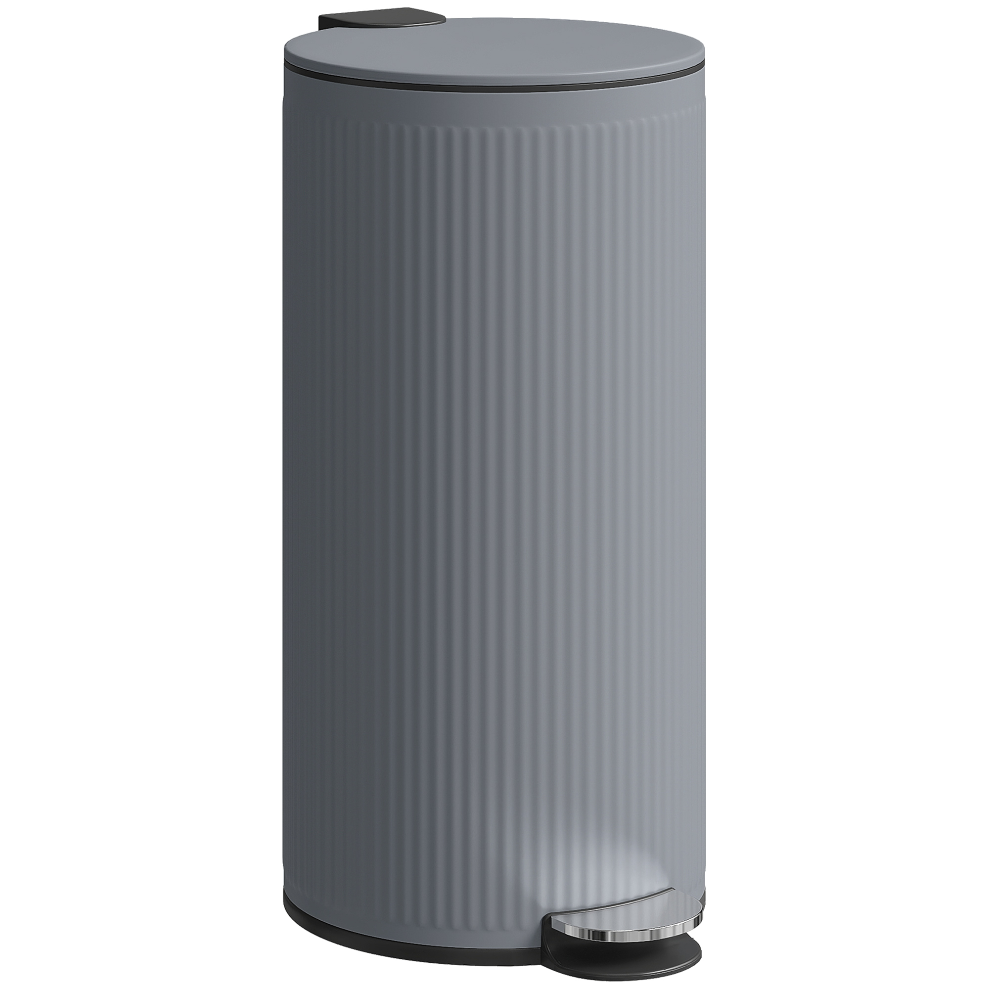 HOMCOM Mülleimer 30 L Treteimer mit Softclose-Deckel und Pedal, Abfallsammler mit abnehmbarem Inneneimer, Abfalleimer, Metall, Dunkelgrau, 36 x 30 x 60,5 cm Aosom