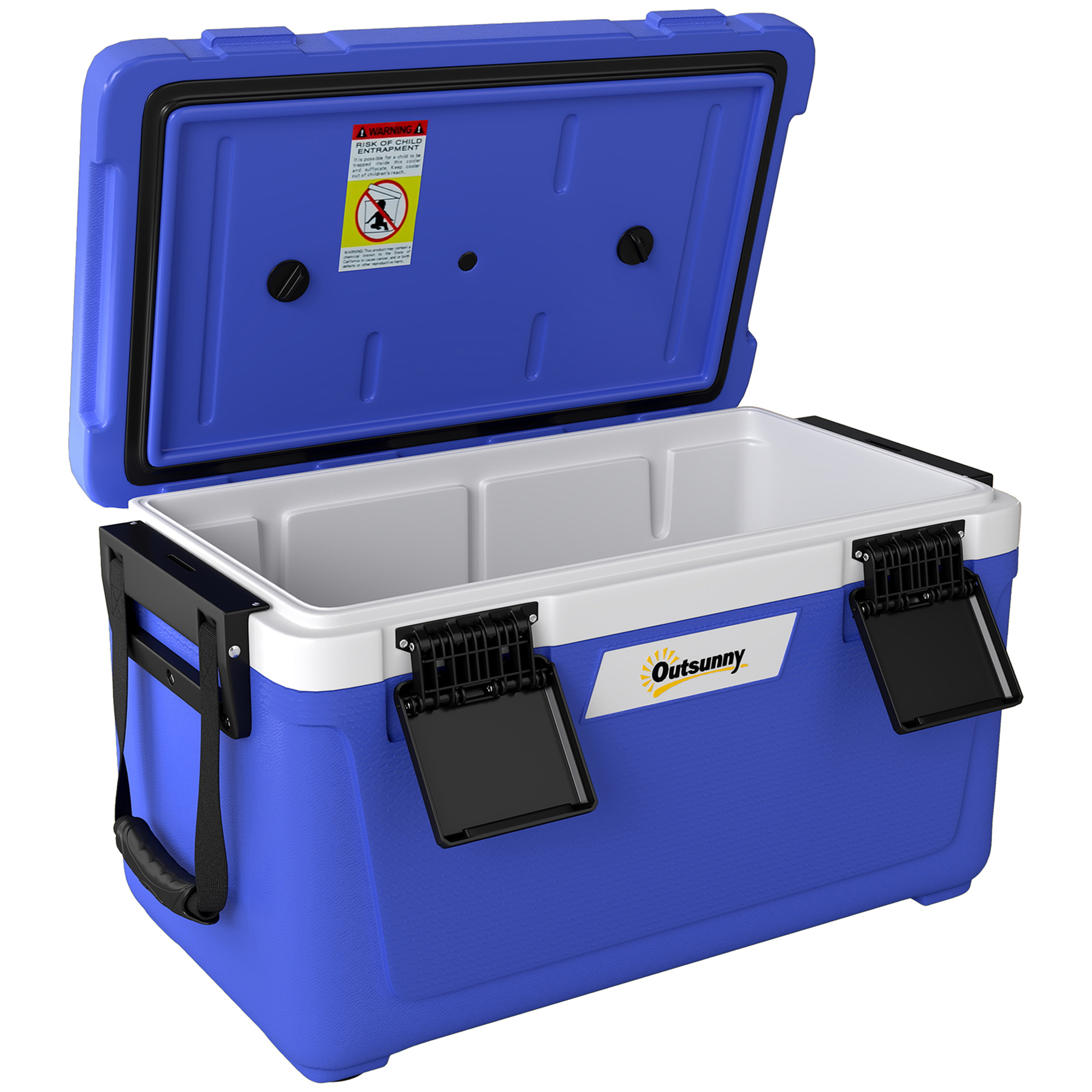 Outsunny 42.6L Insulated Cool Box, Lightweight Portable Ice Cooler with Handle, Lid and Drain Valve, Dark Blue