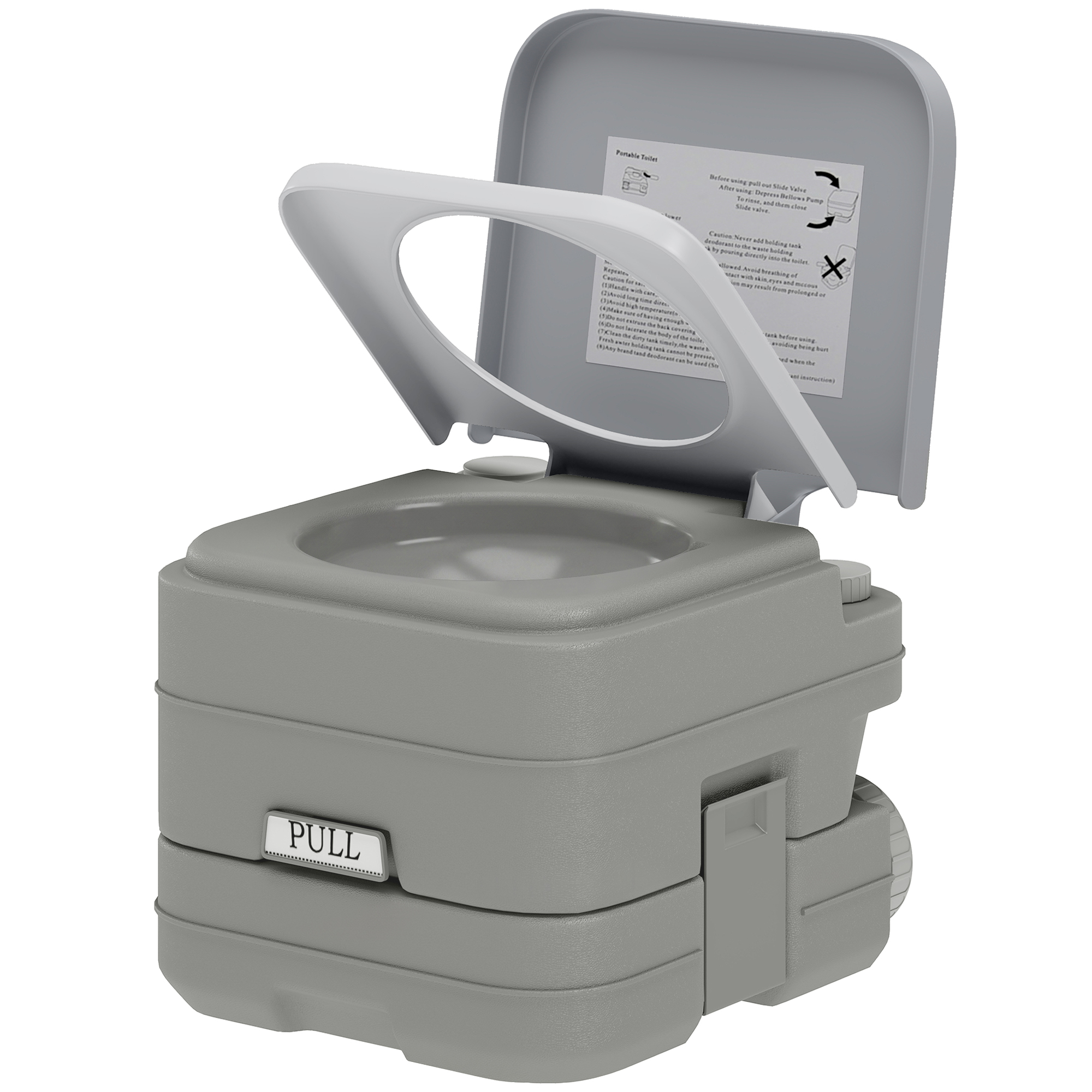 Homcom Grey 10L Portable Travel Toilet Outdoor Camping Picnic With 2 Detachable Tanks & Push-Button Operation,
