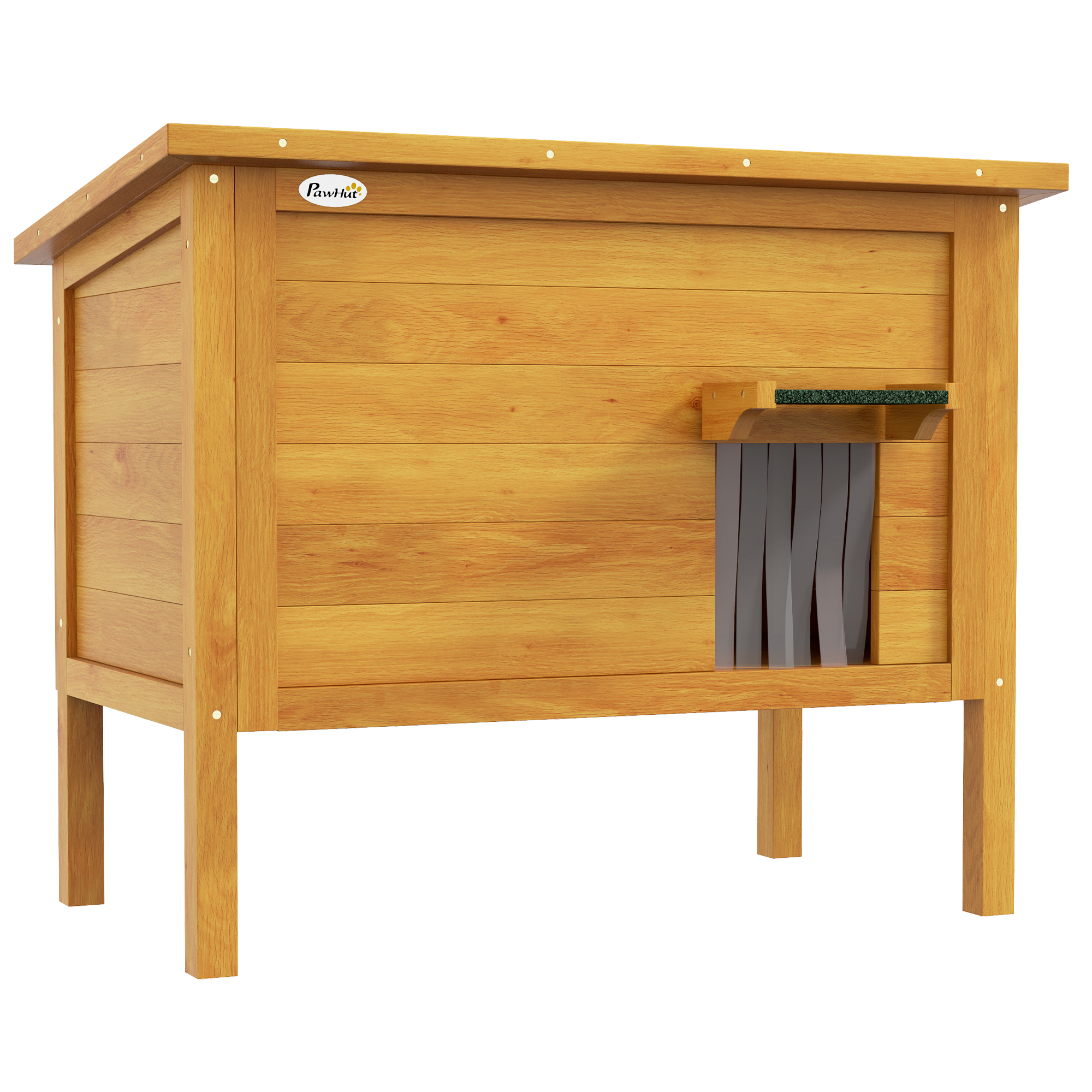PawHut Maison Extérieure pour Chats Surélevée en Bois avec Toit Ouvrant Isolée Vert Naturel Aosom France PawHut Maison Extérieure pour Chats Surélevée en Bois avec Toit Ouvrant Isolée Vert Naturel Aosom France