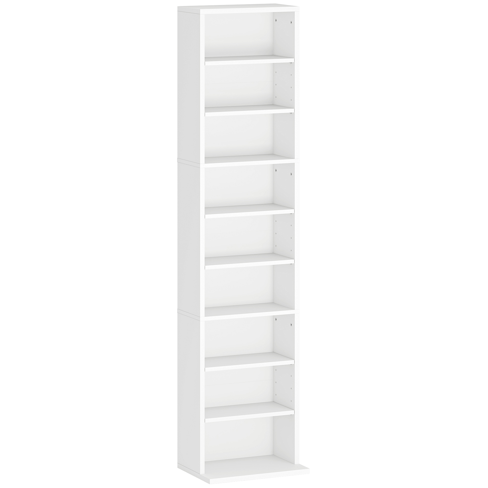 HOMCOM Estantería para CDs 33x24x140 cm Blanco con Estantes Ajustables Diseño Estrecho y Sistema Antivuelco para 260 CDs | Aosom España