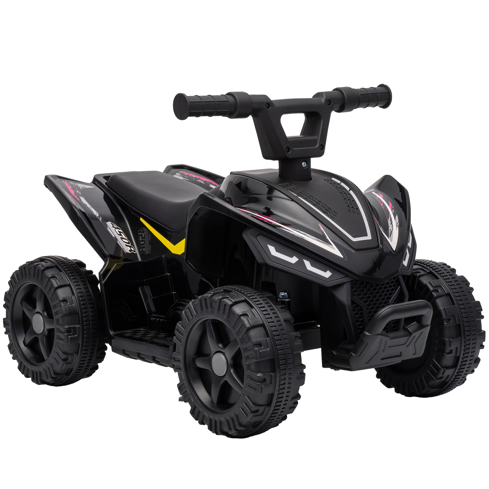 AIYAPLAY Kinder Quad Elektro 6V Kinderquad mit Lithium-Akku Vorwärtsfunktion Lenkerknopf-Steuerung, Elektro-Quad für Kinder 1,5-2 Jahre Max. Belastung 25 kg Schwarz Aosom