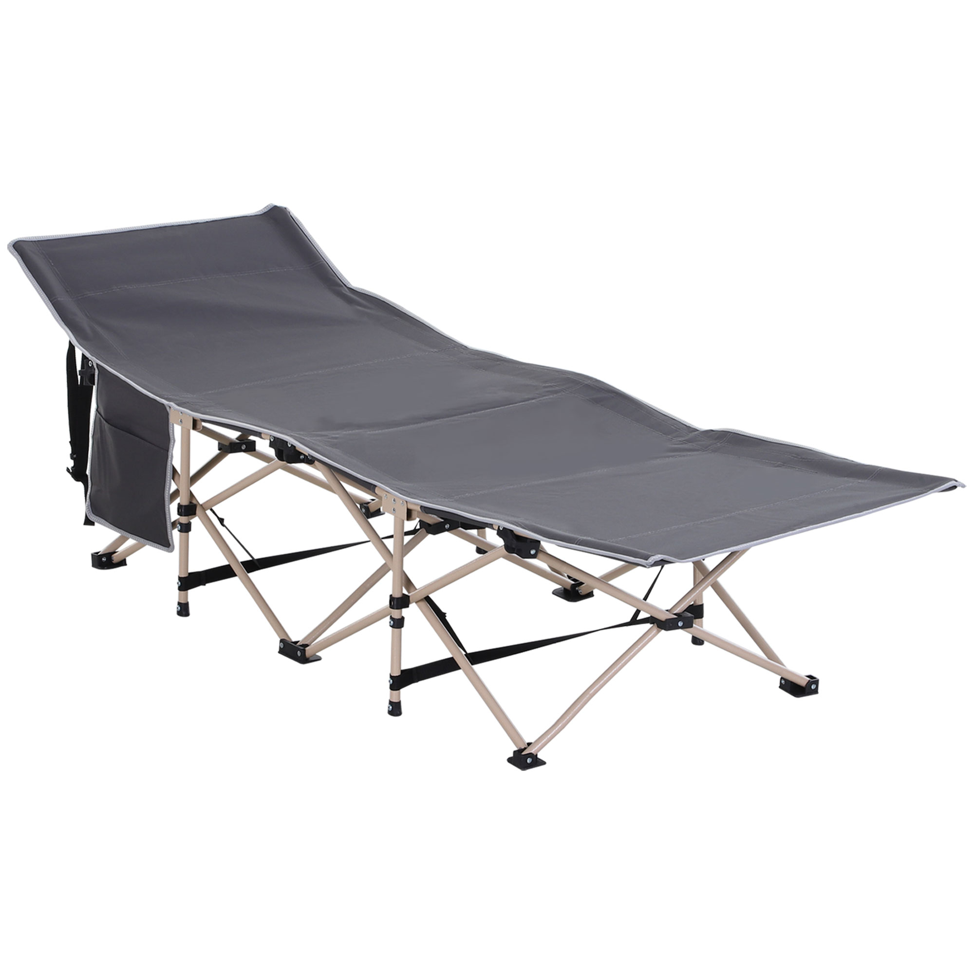 Outsunny Feldbett mit Aufbewahrungstasche, Faltbares Campingbett, Campingliege, Inkl. Tragetasche, Stahl Oxford, Grau, 190 x 68 x 52 cm   Aosom von Outsunny