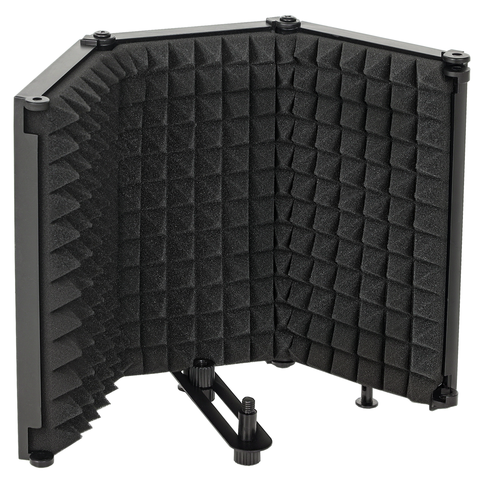 HOMCOM Studio Microphone Isolation Shield, Foldable Adjustable Recording Studio Equipment, 3-Panel High Density Absorbent Foam Shield with 3/8" Threaded Mount, Black