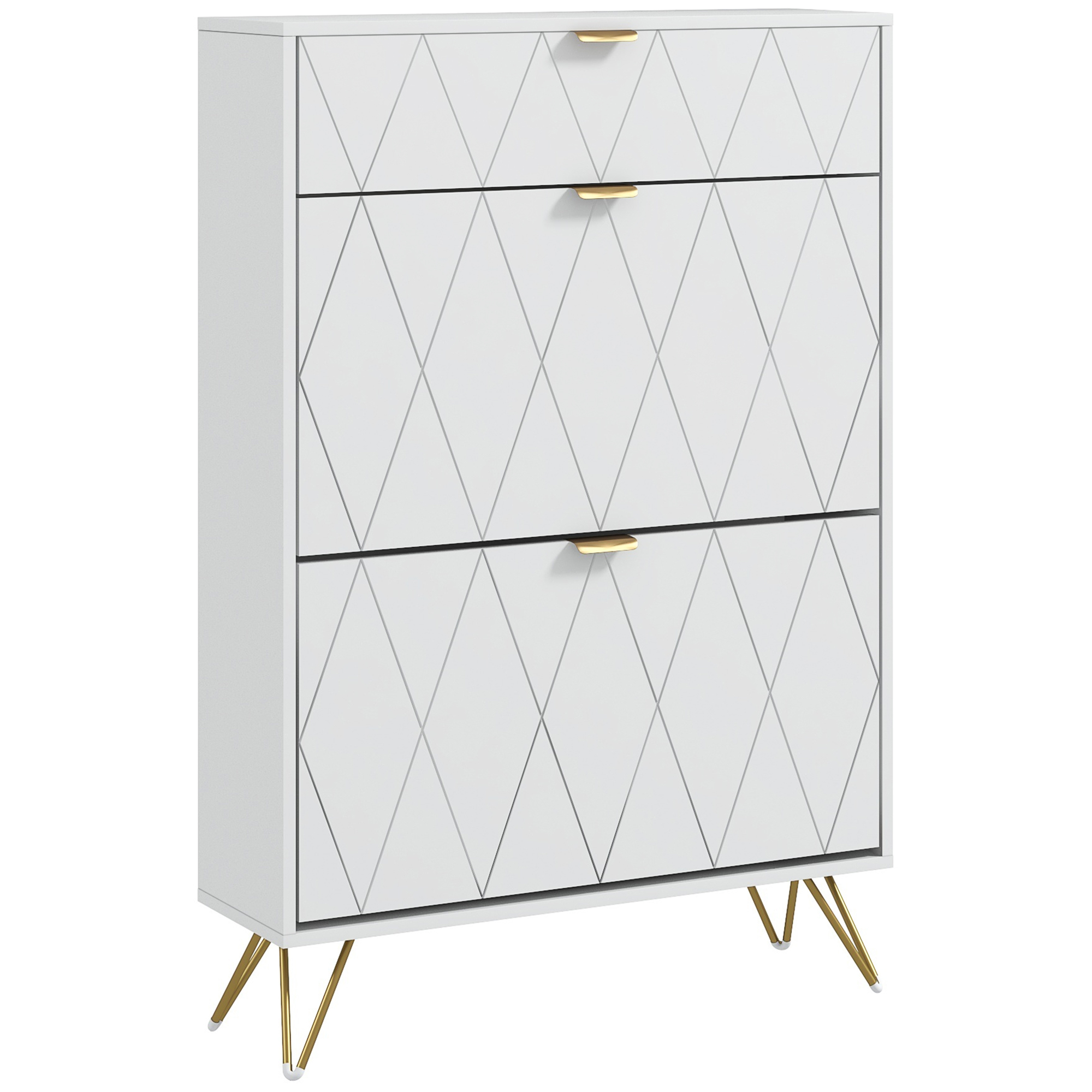 Homcom White Two Flip Drawer Narrow Shoe Cabinet - | Aosom Uk