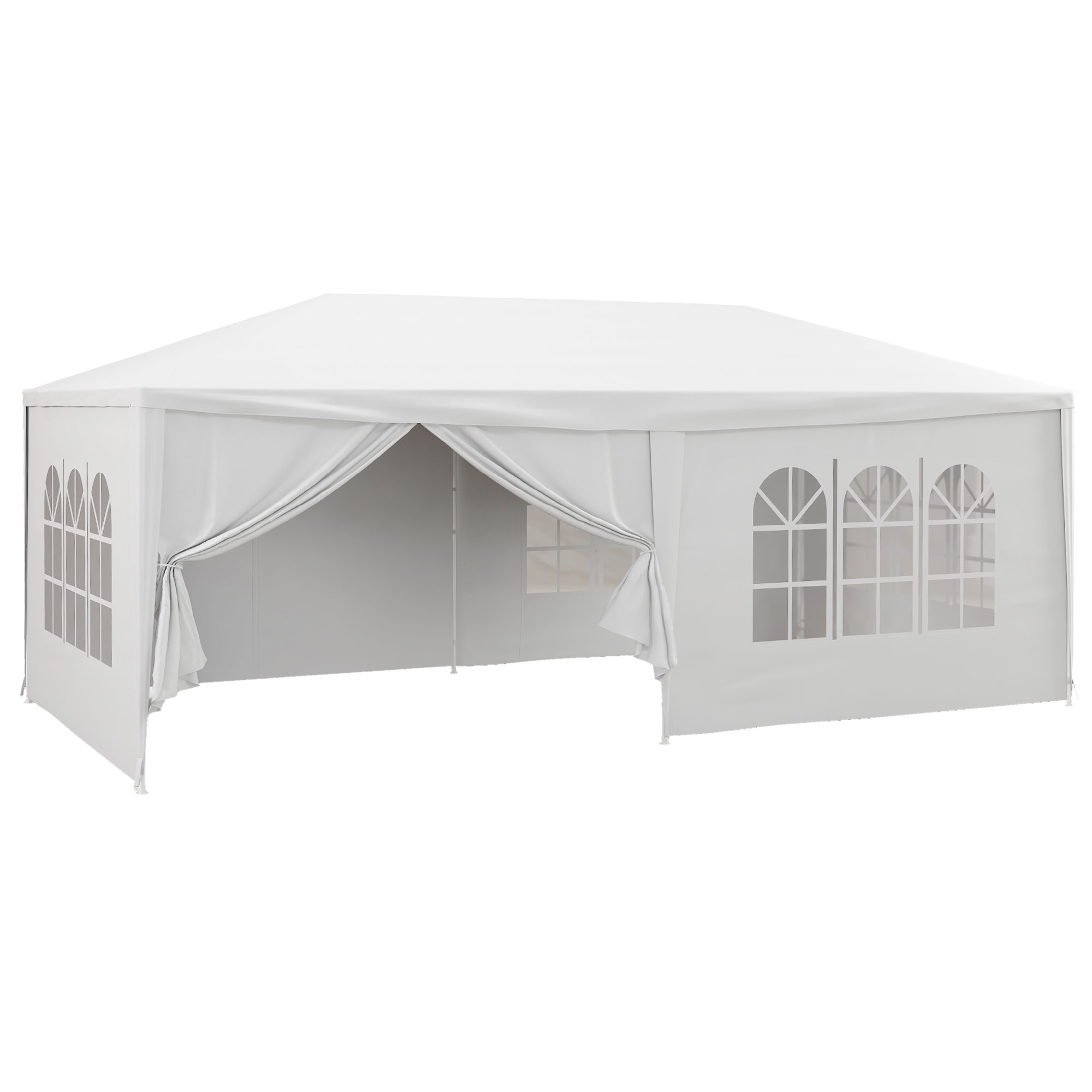 Outsunny Cenador Desmontable Exterior 6x3 m con Ventanas Puertas Cremallera Paredes Laterales Impermeable Blanco | Aosom España