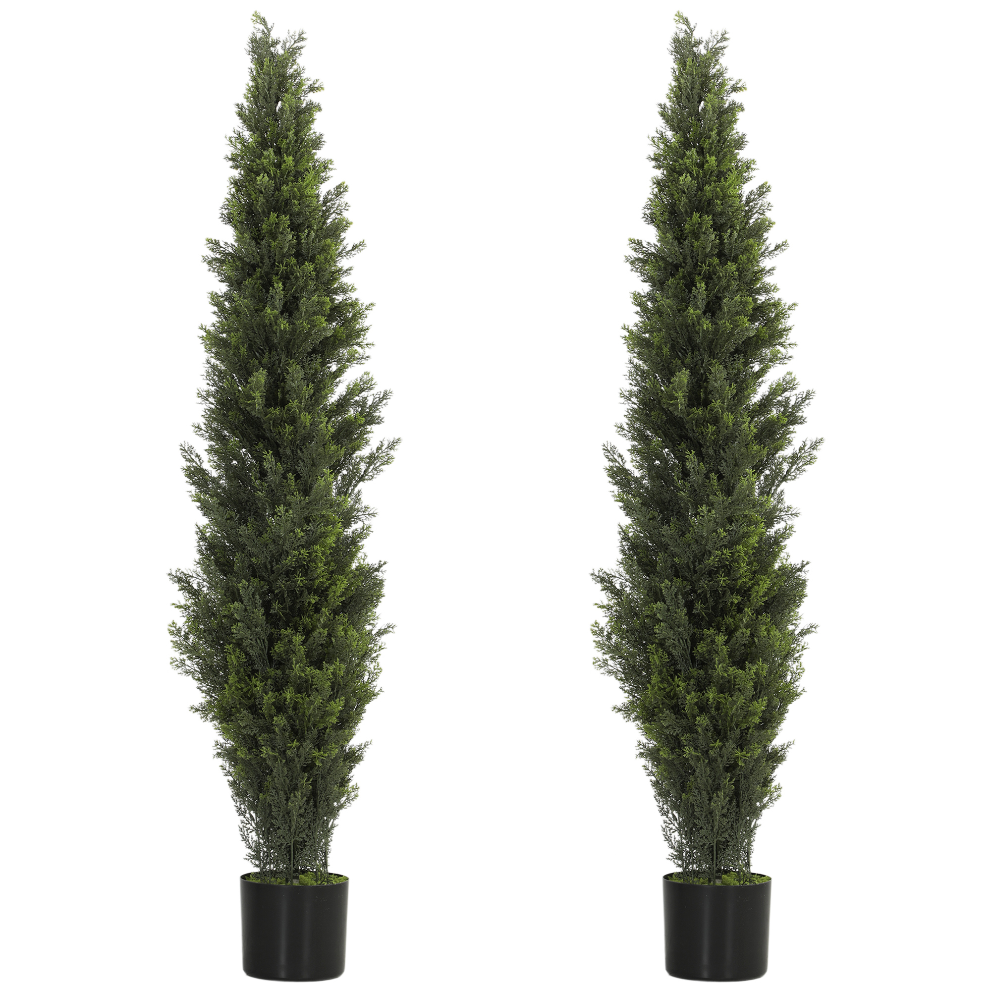HOMCOM Set of 2 Decorative Artificial Plants Cypress in Weighted Pot, Fake Plant with 2035 Leaves, 150 cm HOMCOM Set of 2 Decorative Artificial Plants Cypress in Weighted Pot, Fake Plant with 2035 Leaves, 150 cm