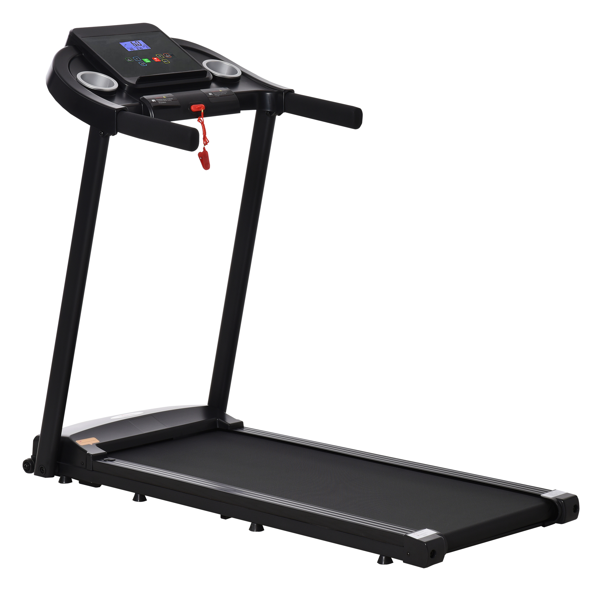 HOMCOM Cinta de Correr para Casa 1-12 KM/H 1,5HP con 12 Programas Ruedas Pantalla LED y Soporte para Móvil para Hogar Oficina
