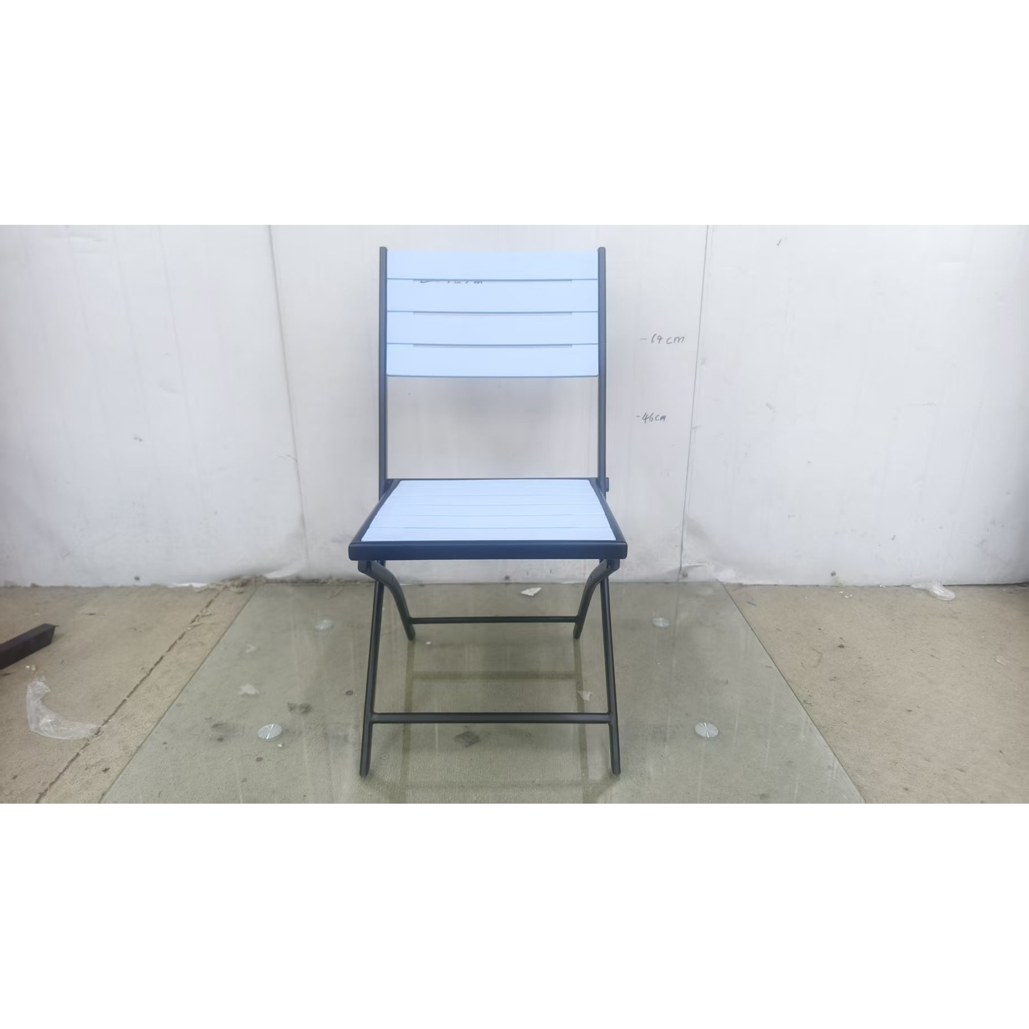 HOMCOM 4er-Set Klappstühle, Sitz und Rücken mit PS-Lamellen, wasserdicht - Esszimmer- & Küchenstühle, ohne Aufbau, Stahlgestell, Traglast 120 kg - Industrial-Stil, Innen & Außen, Blau Aosom