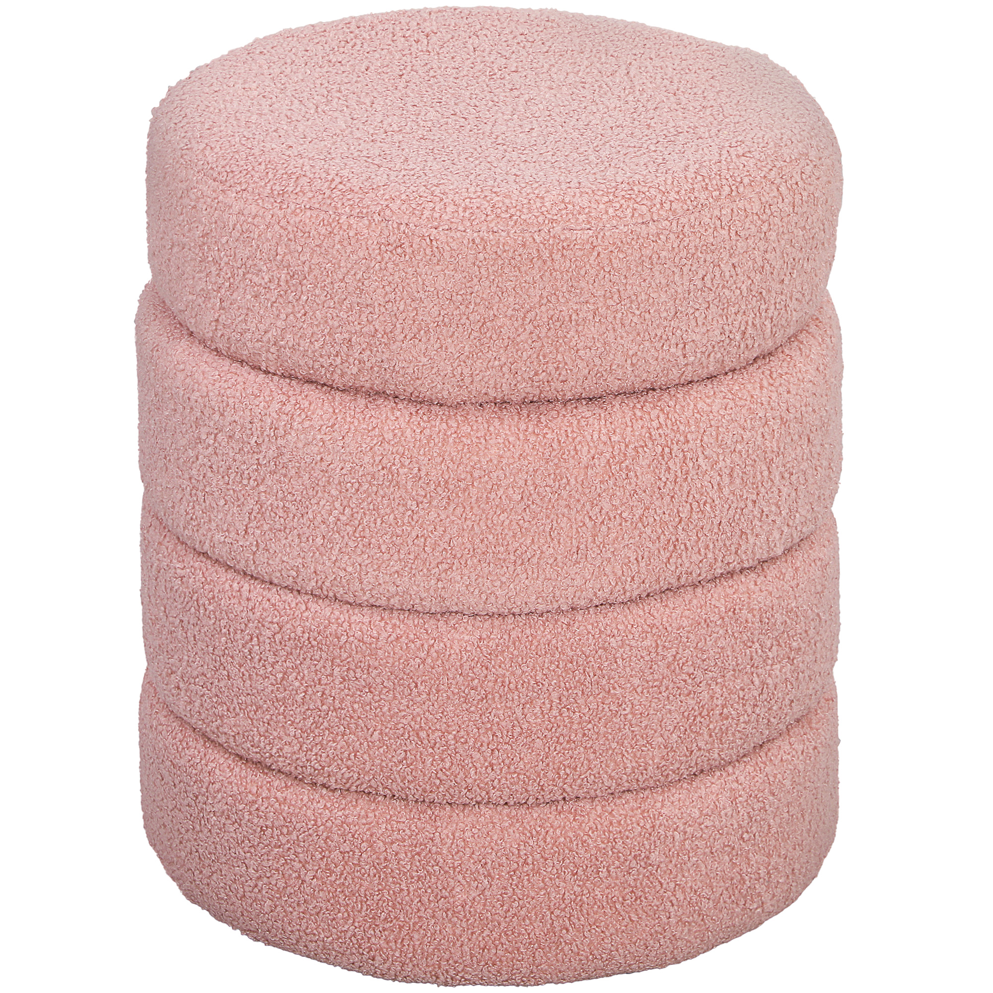 HOMCOM Repose pied salon, tabouret ottoman rond rembourré en peluche Teddy, pour chambre à coucher, entrée, Ø 40 x 45 cm, rose