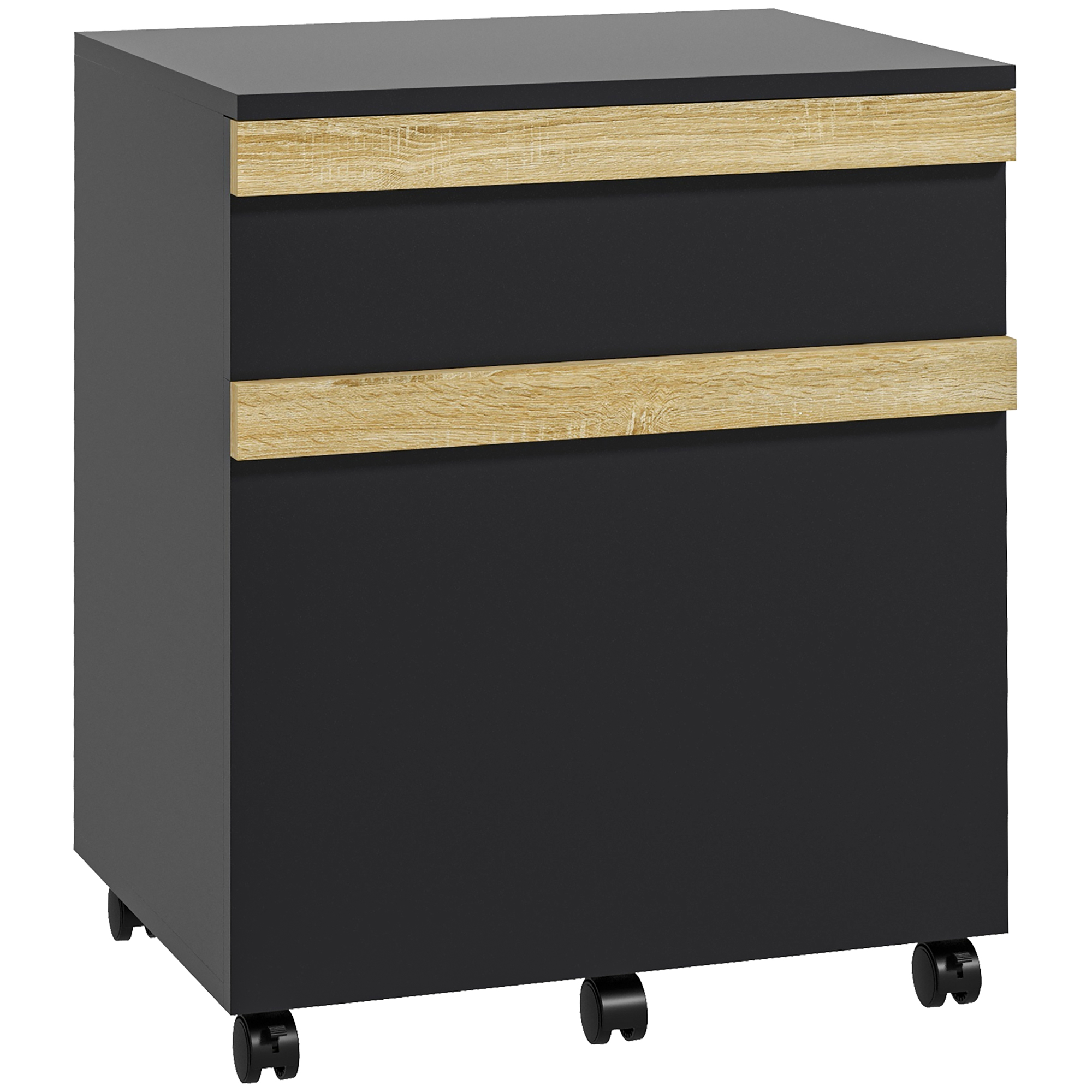 Vinsetto Caisson de bureau à roulettes avec 2 tiroirs coulissants trieur à dossiers 48 x 40 x 59,5 cm noir Vinsetto Caisson de bureau à roulettes avec 2 tiroirs coulissants trieur à dossiers 48 x 40 x 59,5 cm noir