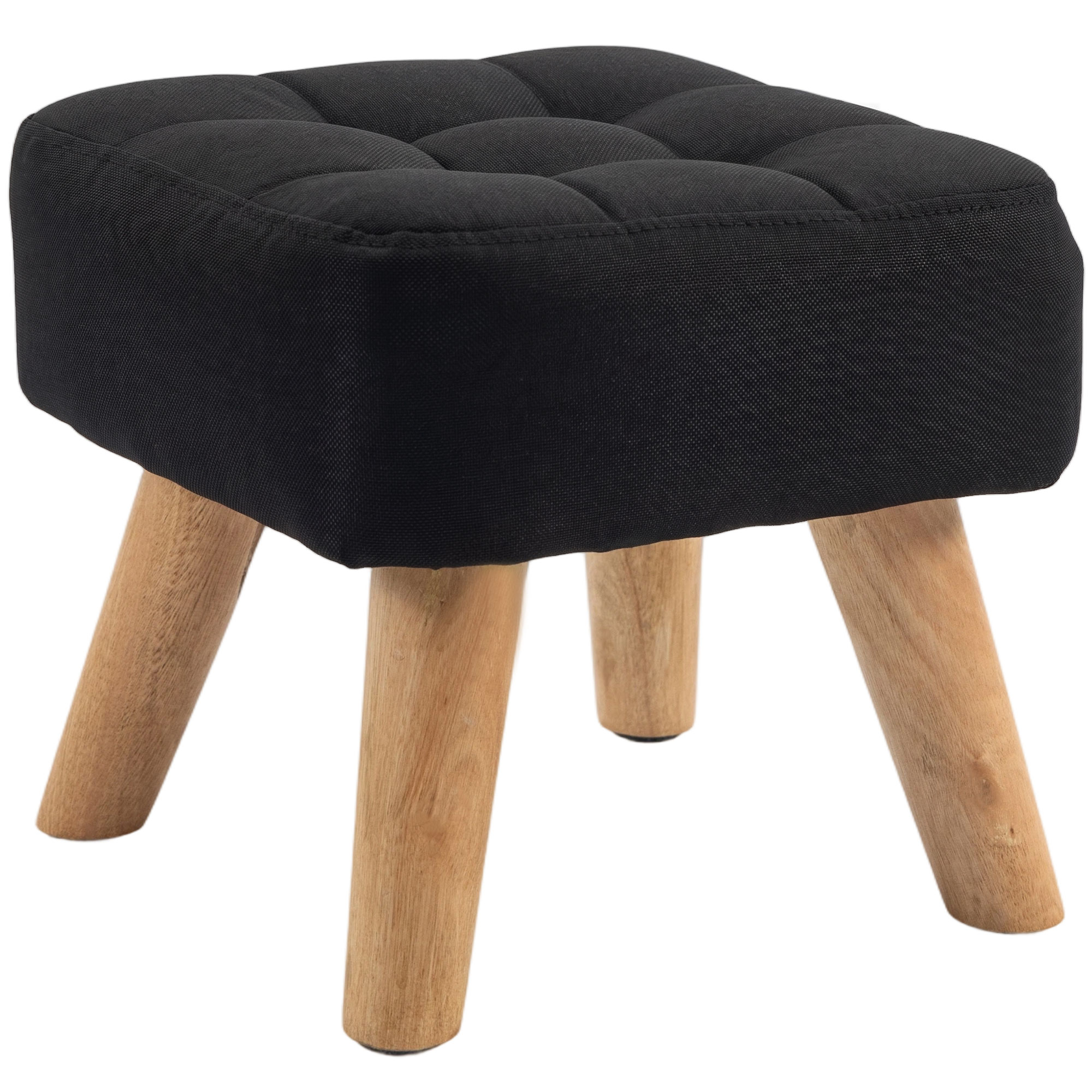 HOMCOM Linen-Look Square Padded Footstool – Black HOMCOM Linen-Look Square Padded Footstool – Black