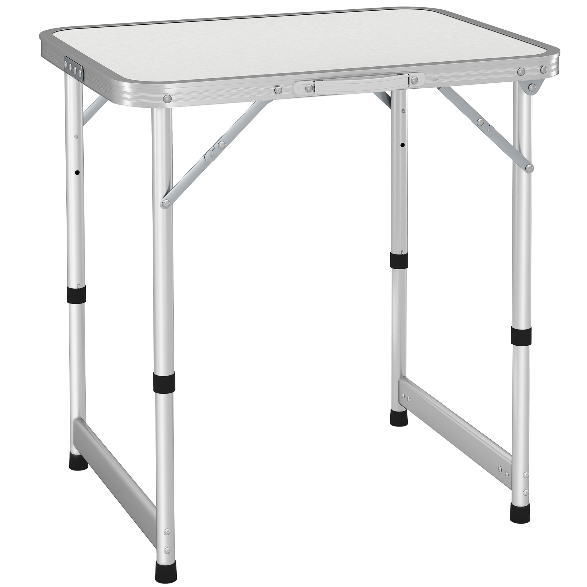 Outsunny® Campingtisch Klapptisch Universaltisch Koffertisch Gartentisch Falttisch höhenverstellbar Alu + MDF Weiß 60 x 45 x 47,5/64 cm   Aosom von Outsunny