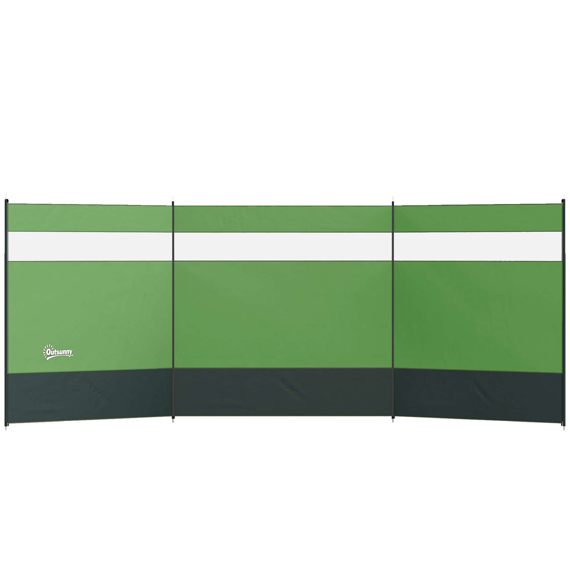 Outsunny Camping Windbreaker with Clear Windows, Carry Bag and Steel Poles, for Beach Caravan Campervan, 440 x 140cm, Army Green Outsunny Camping Windbreaker with Clear Windows, Carry Bag and Steel Poles, for Beach Caravan Campervan, 440 x 140cm, Army Green