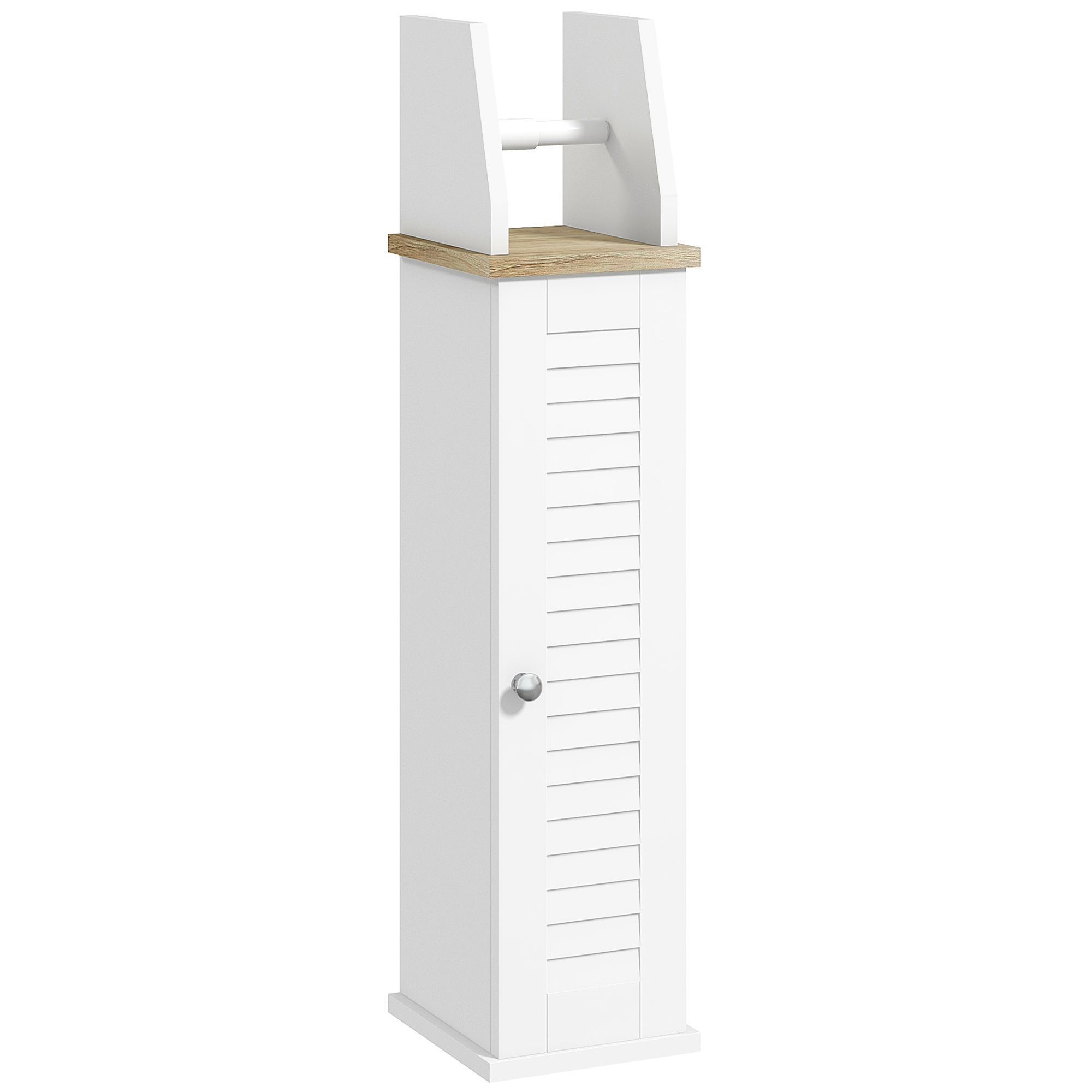 kleankin Meuble de salle de bain support papier toilette avec placard et étagère réglable 18 x 20 x 80 cm blanc kleankin Meuble de salle de bain support papier toilette avec placard et étagère réglable 18 x 20 x 80 cm blanc