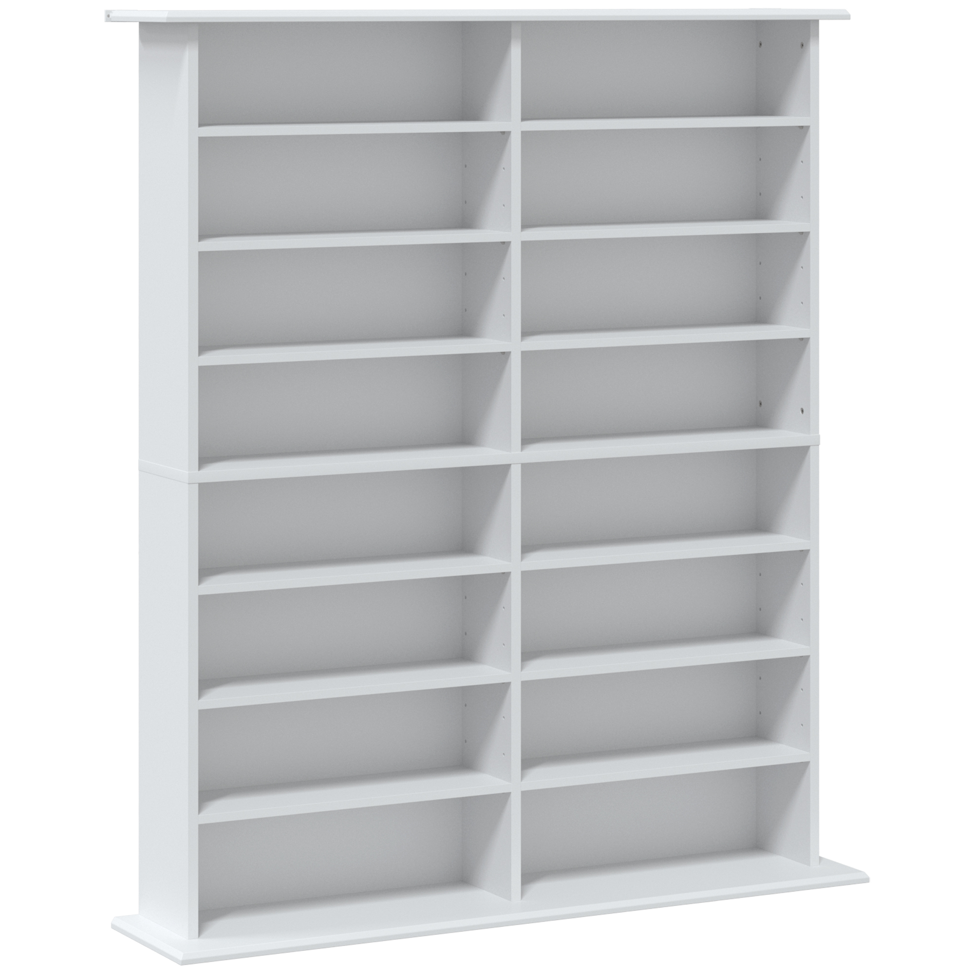 HOMCOM Medienregal, 8 Ebenen, DVD-Regal mit 12 verstellbaren Böden, 16 Fächer, für 720 CDs/396 DVDs/396 Blu-rays, Weiß   Aosom