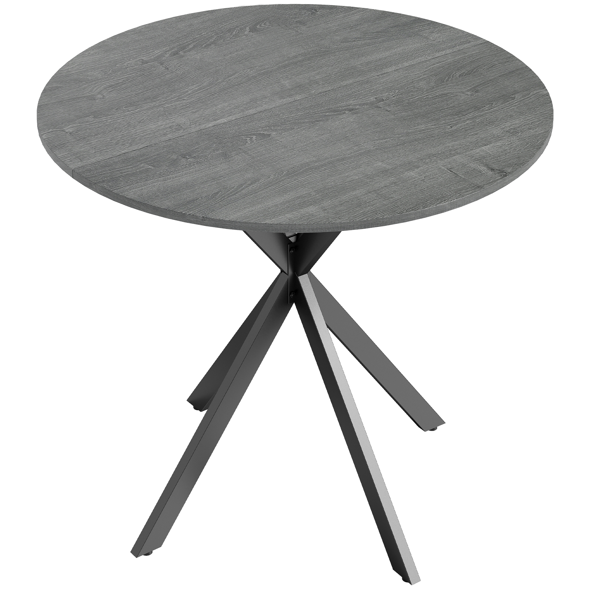 HOMCOM Runder Esstisch Ø80cm Esszimmertisch im Industriestil mit Stahlbeinen, Küchentisch für Esszimmer, Küche, Homeoffice, Grau Aosom