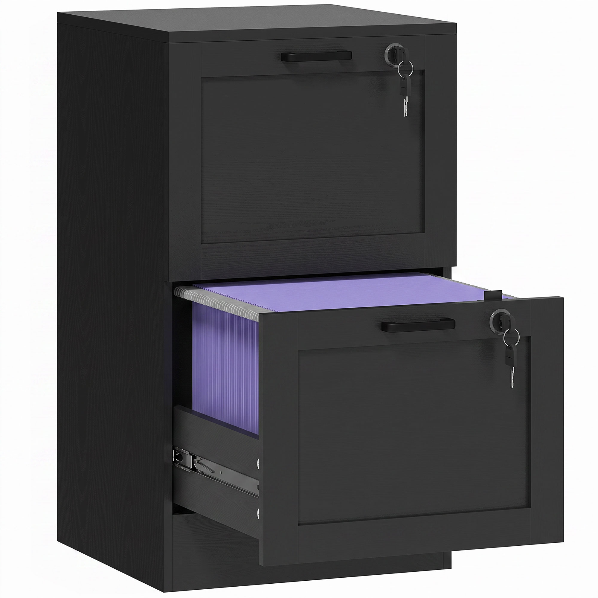 HOMCOM 2-Drawer Filing Cabinet with Lock – Black