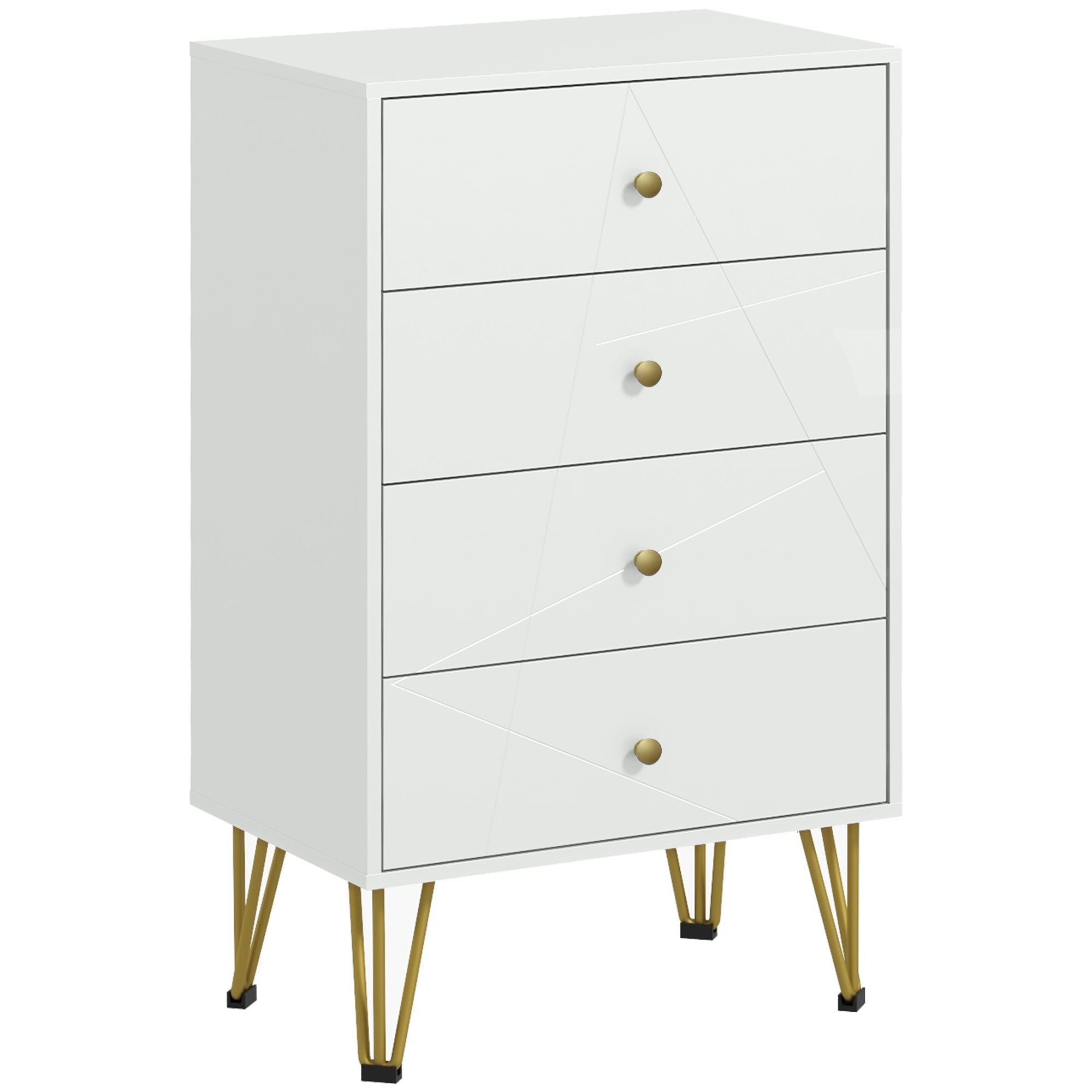 HOMCOM Bedroom Dresser: 4-Drawer Chest with Hairpin Legs, Stylish Storage Solution Aosom UK