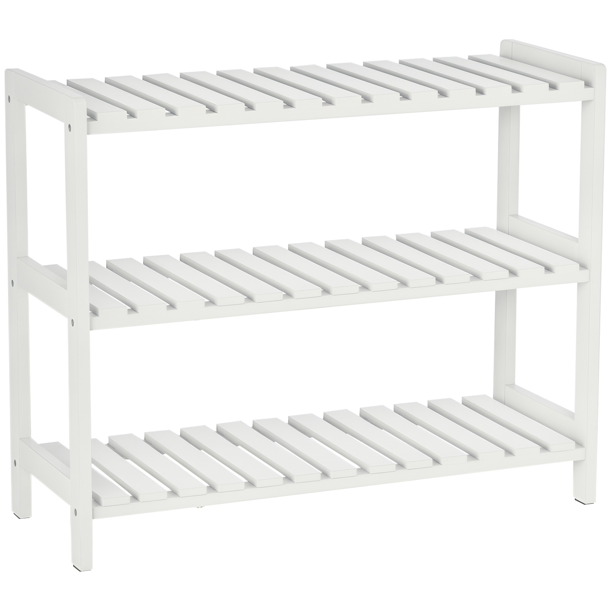 HOMCOM Zapatero de Madera de 3 Niveles Zapatero Recibidor para 9 Pares de Zapatos para Entrada Pasillo 70x26x57,5 cm Blanco | Aosom España
