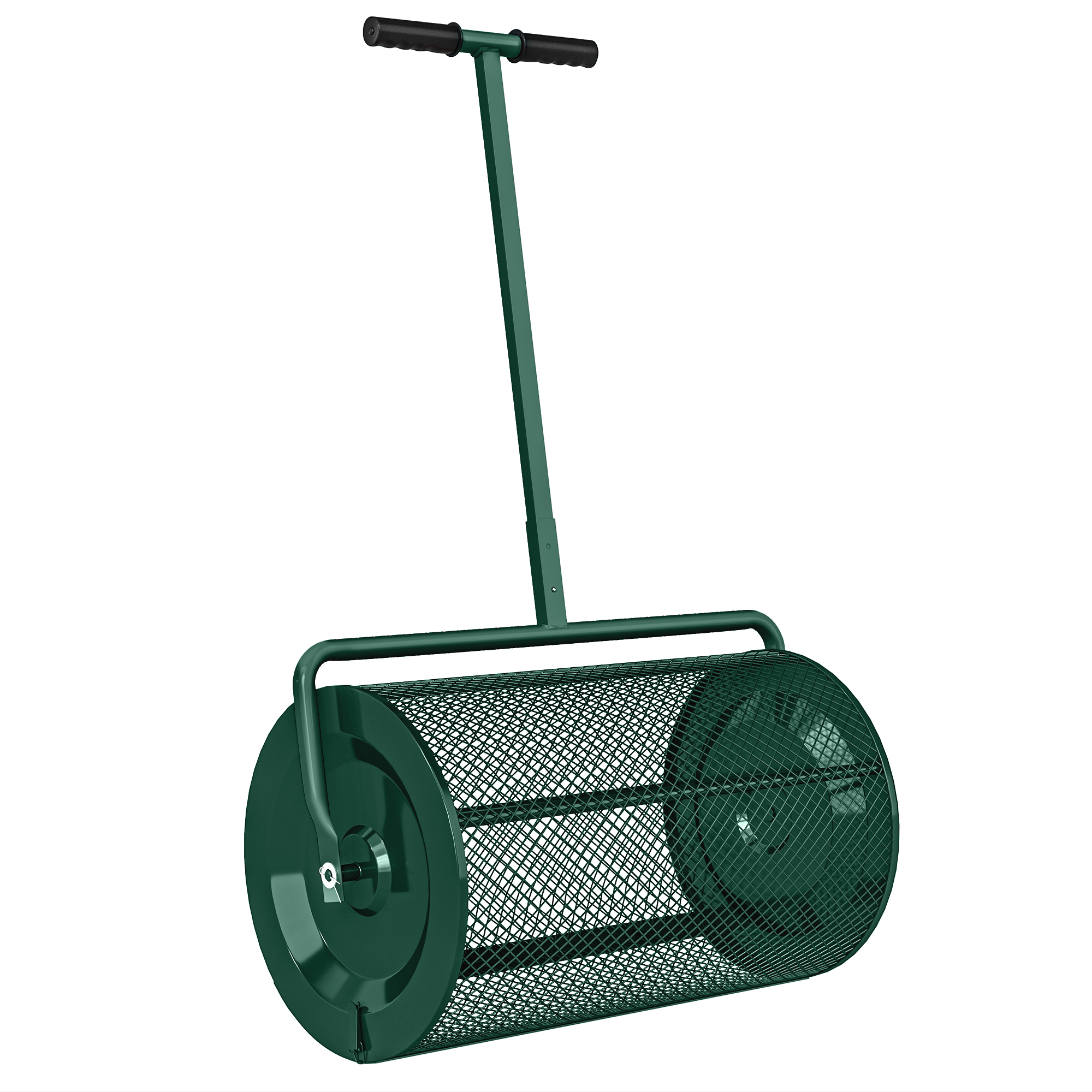Outsunny Compost Spreader, 24″ Peat Moss Spreader with Height Adjustable T Shaped Handle and Metal Mesh Basket, Garden Spreader for Seeding, Spreading Manure, Green