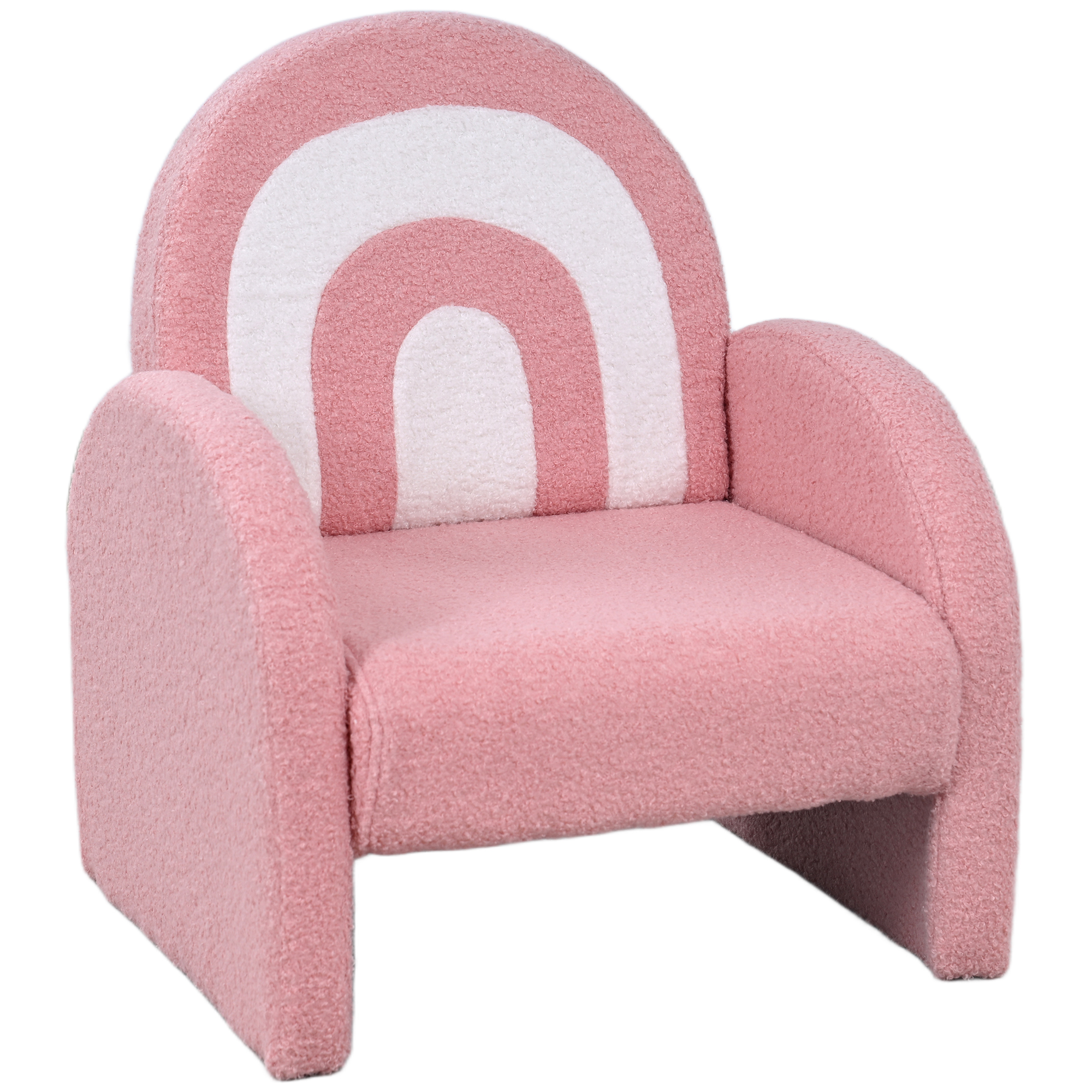 AIYAPLAY Sofá Infantil con Respaldo en Forma de Arcoíris Mini Sofá de Tejido Suave de Borreguito para Niños 45x41x52 cm Rosa