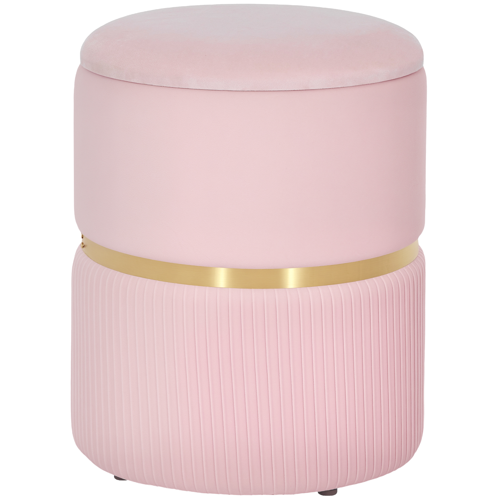 HOMCOM Velvet-Feel Storage Ottoman – Pink HOMCOM Velvet-Feel Storage Ottoman – Pink
