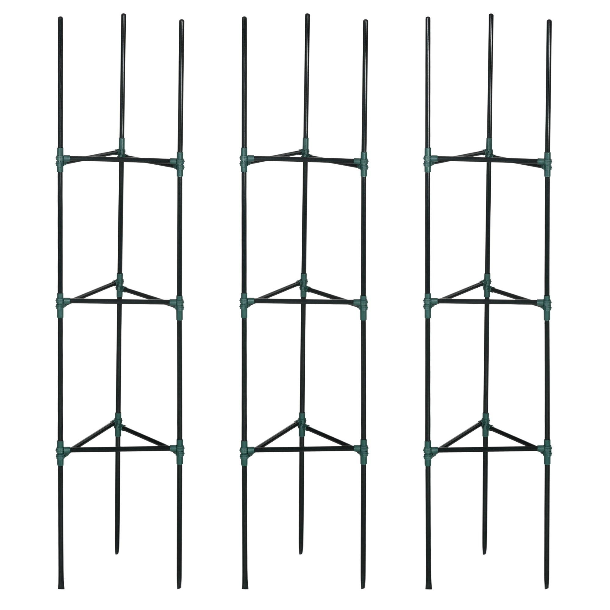 Outsunny Juego de 3 Enrejados de Jardín Soportes para Plantas Trepadoras con Marco de Acero 38x38x182 cm Verde