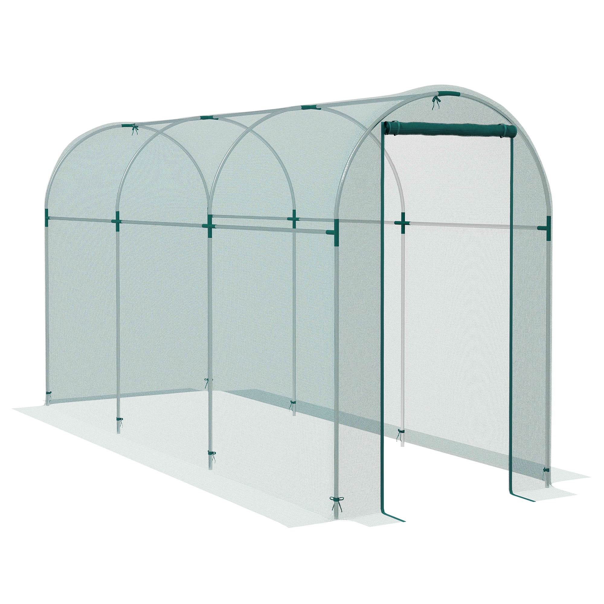 Outsunny 360 x 120cm Galvanised Steel Fruit Cage, Plant Protection Tent with Zipped Door, Green Outsunny 360 x 120cm Galvanised Steel Fruit Cage, Plant Protection Tent with Zipped Door, Green