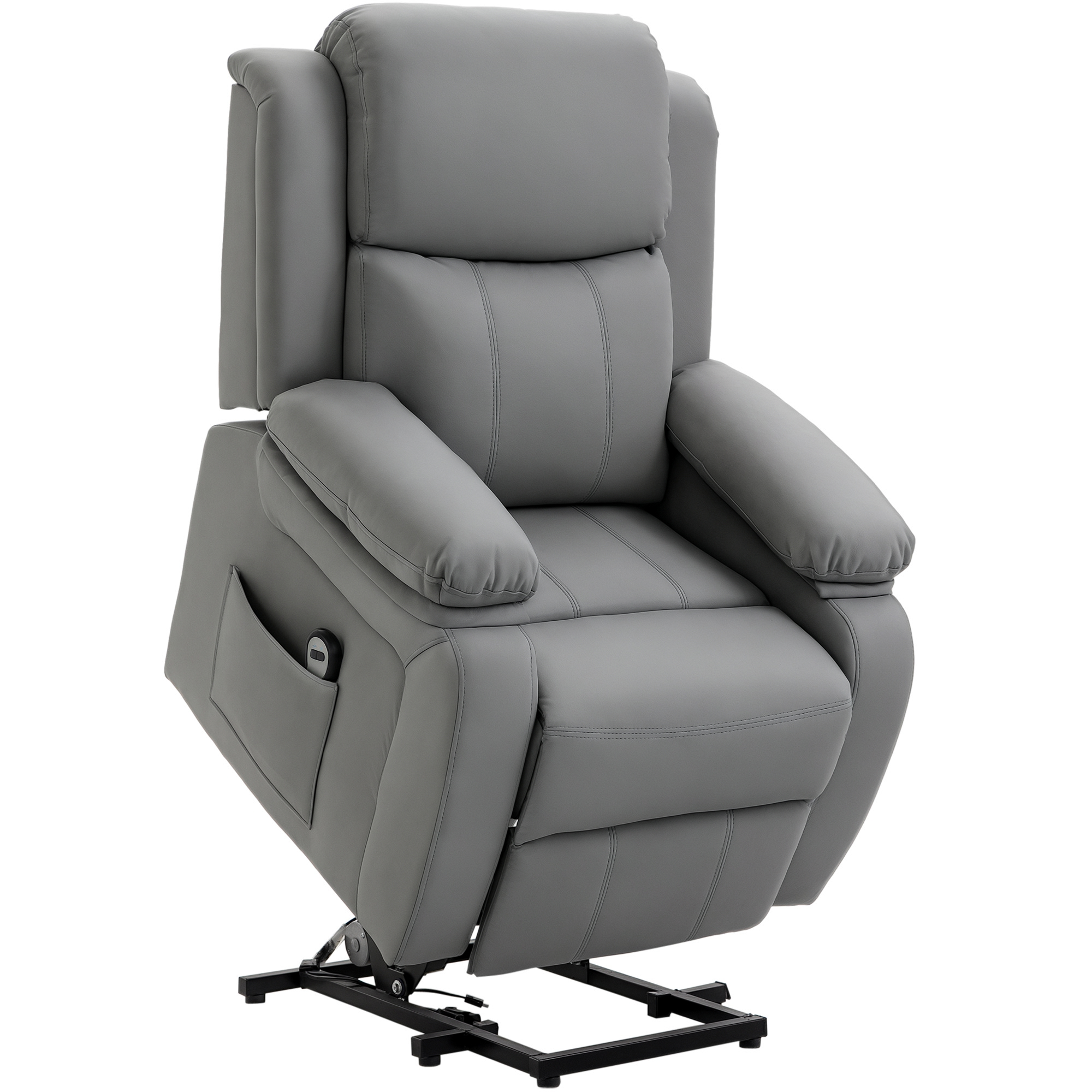 HOMCOM Sillón Relax Levanta Personas con Control Remoto y Reclinación Eléctrica 160° en Tela Gris para Salón Moderno | Aosom España