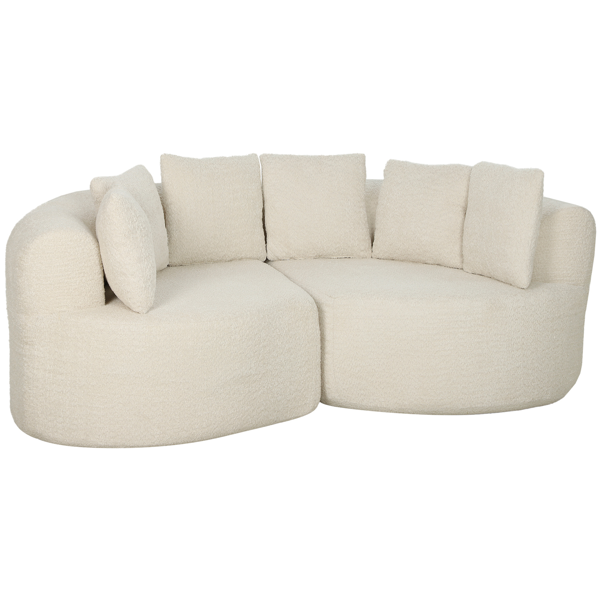 HOMCOM 3-Sitzer-Sofa Geschwungen Chenille 188 cm, Wohnzimmersofa mit tiefer Sitzfläche, 6 Kissen, dicke Polsterung, Moderner Stil, Vollständig Vakuumverpackt, für Schlafzimmer, Büro, Creme Aosom
