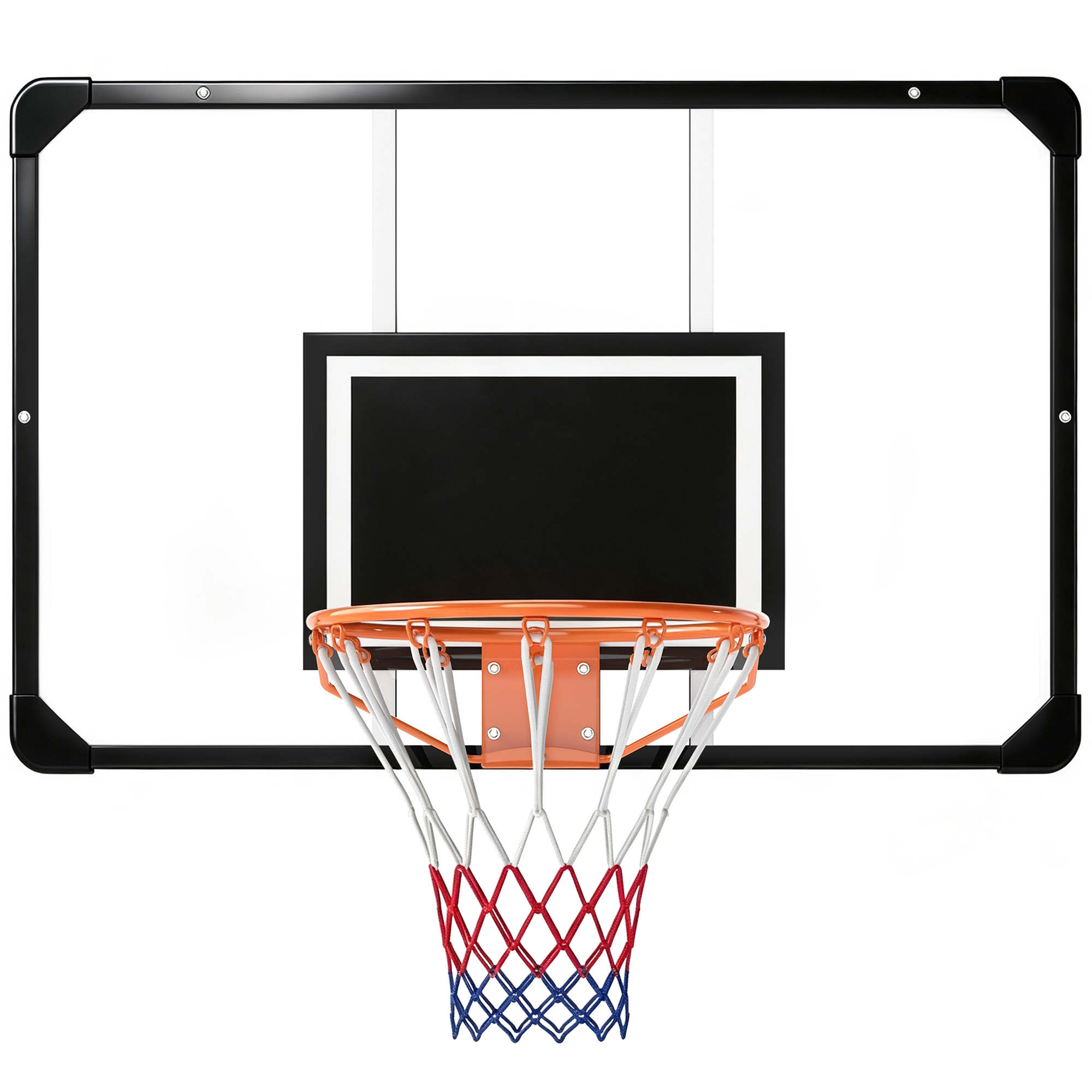 SPORTNOW Coș de Baschet de Perete pentru Exterior 113 x 73 cm, Inel Ø45 cm și Plasă, Negru | Aosom Romania
