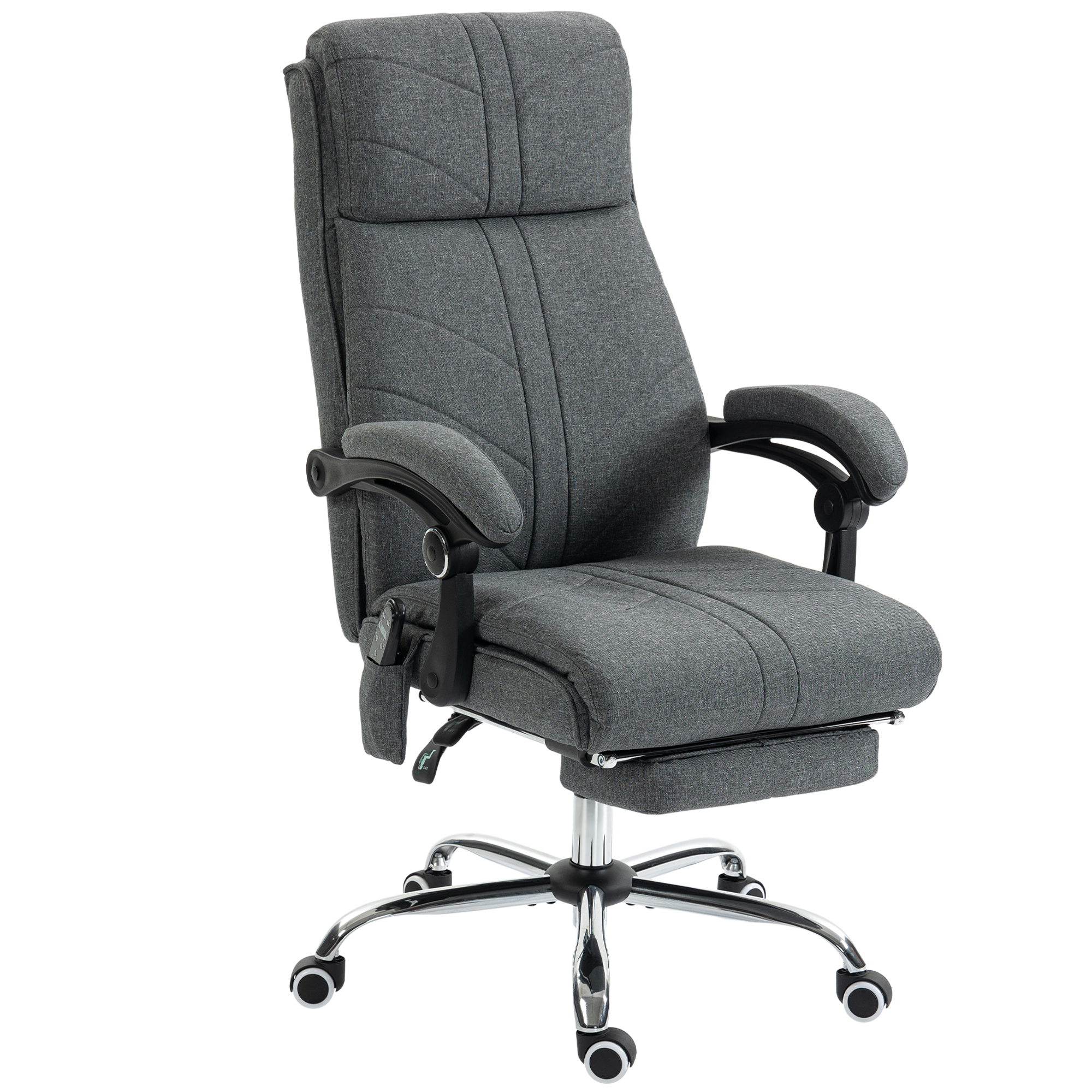Vinsetto High Back Vibration Massage Office Chair with Footrest, Heated, Grey