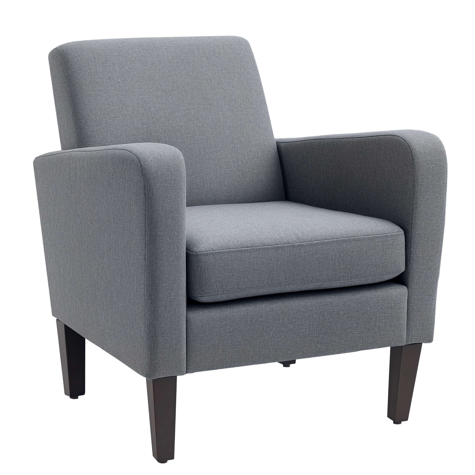 Homcom Grey Linen Single Armchair, With Padded Seat & Anti-Cat-Scratch Material, | Aosom Uk