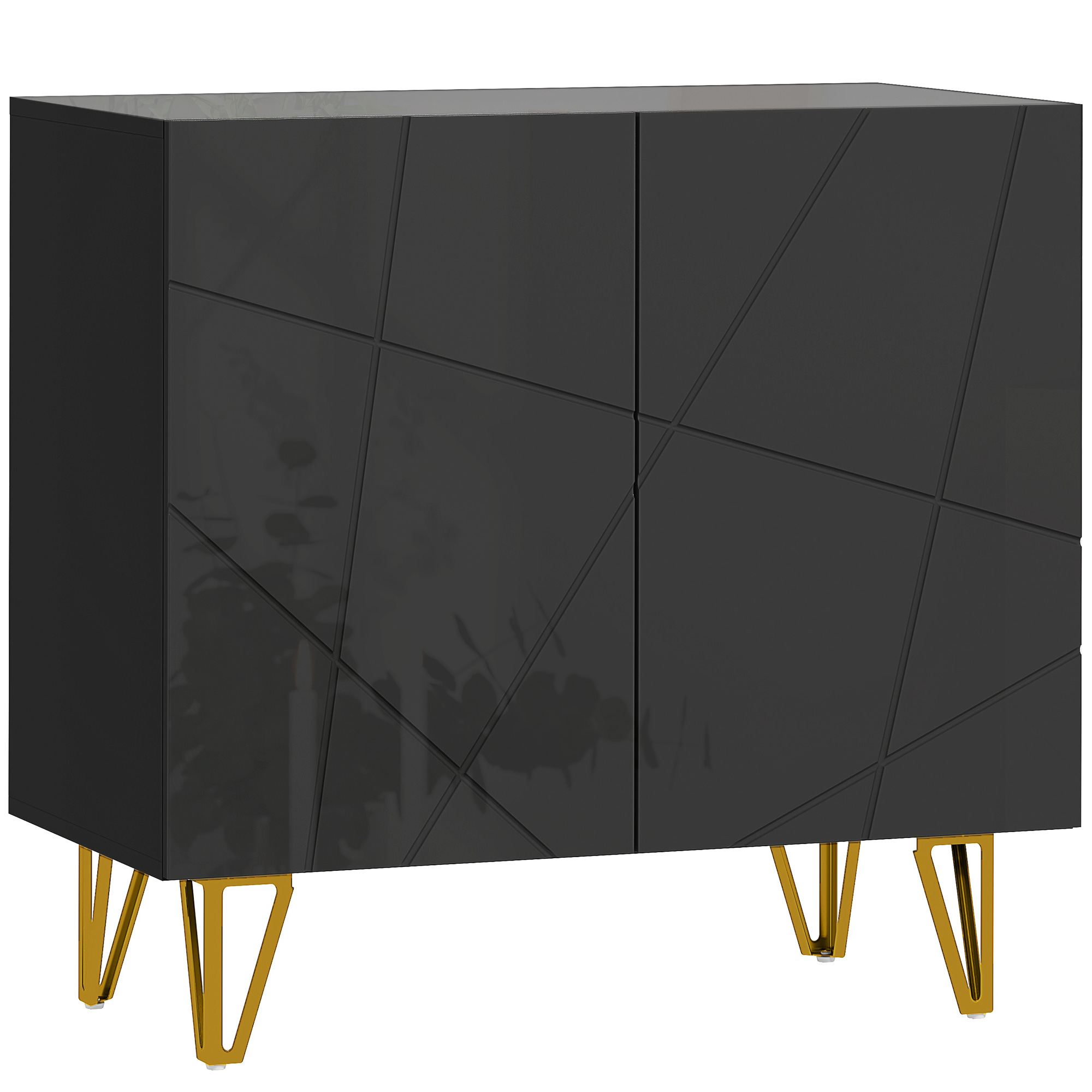 HOMCOM Modern Luxe High Gloss Sideboard, with Hairpin Legs – Black HOMCOM Modern Luxe High Gloss Sideboard, with Hairpin Legs – Black