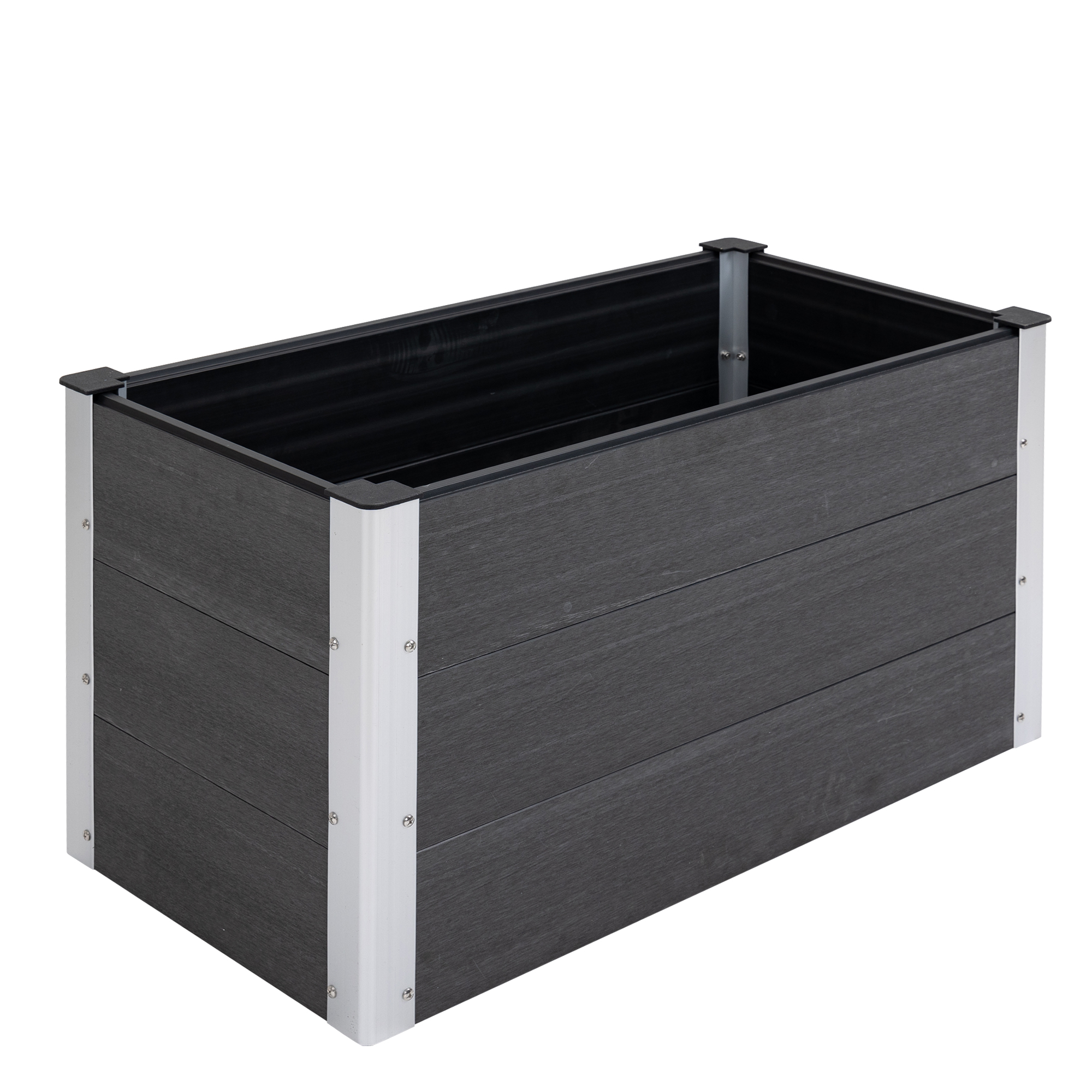 Outsunny plantenbak, weerbestendig, perfect voor terras en balkon, eenvoudig te verplaatsen, 60 x 60 x 30 cm, grijs | Aosom.nl