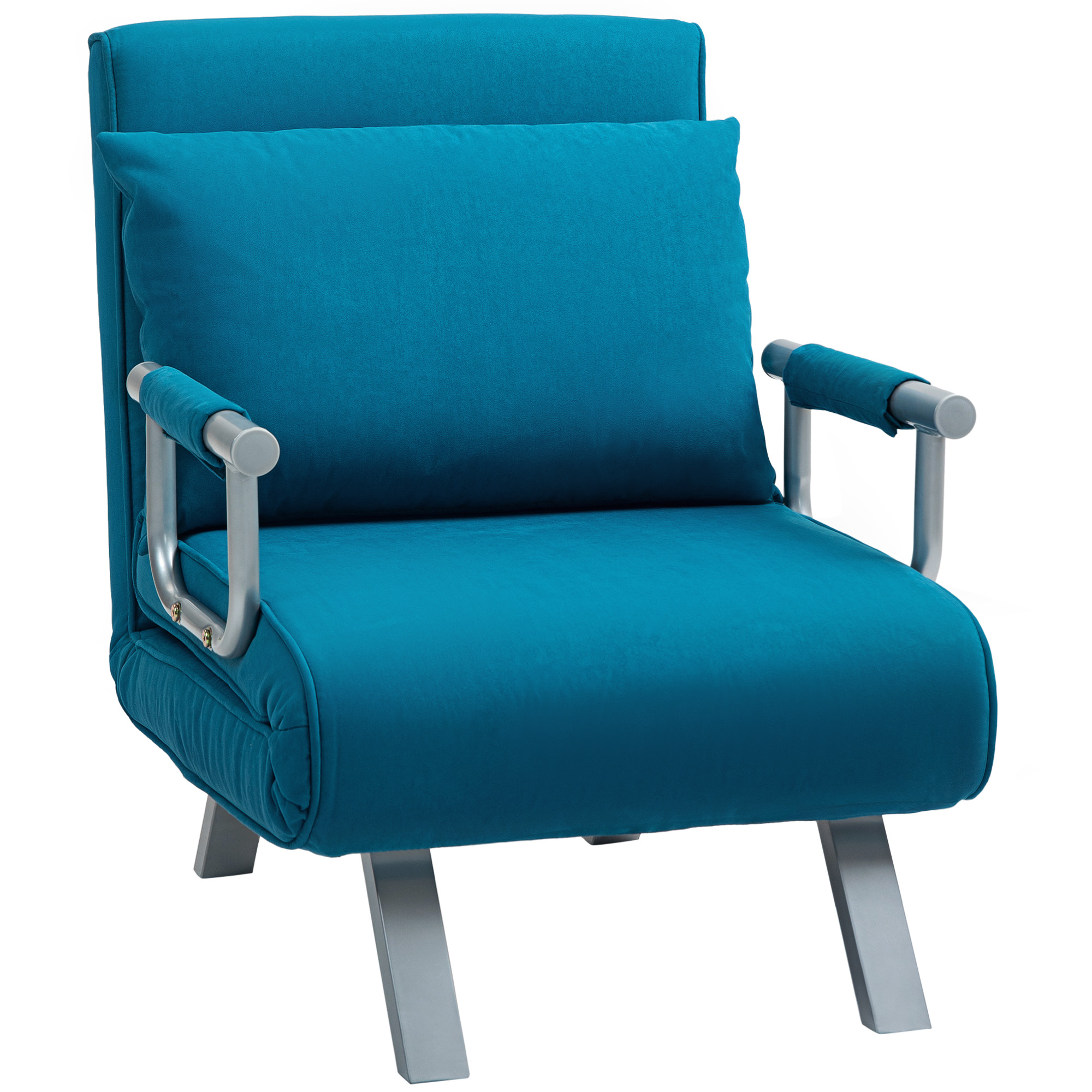 HOMCOM 4-in-1 Faux Suede Chair Bed – Blue