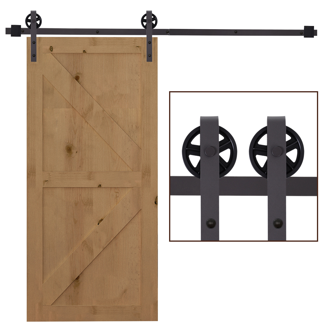 HOMCOM schuifdeurspoorset, compleet met rails en wielen, eenvoudig te installeren, tot 100 kg, 183 cm, duurzaam en stijlvol | Aosom.nl