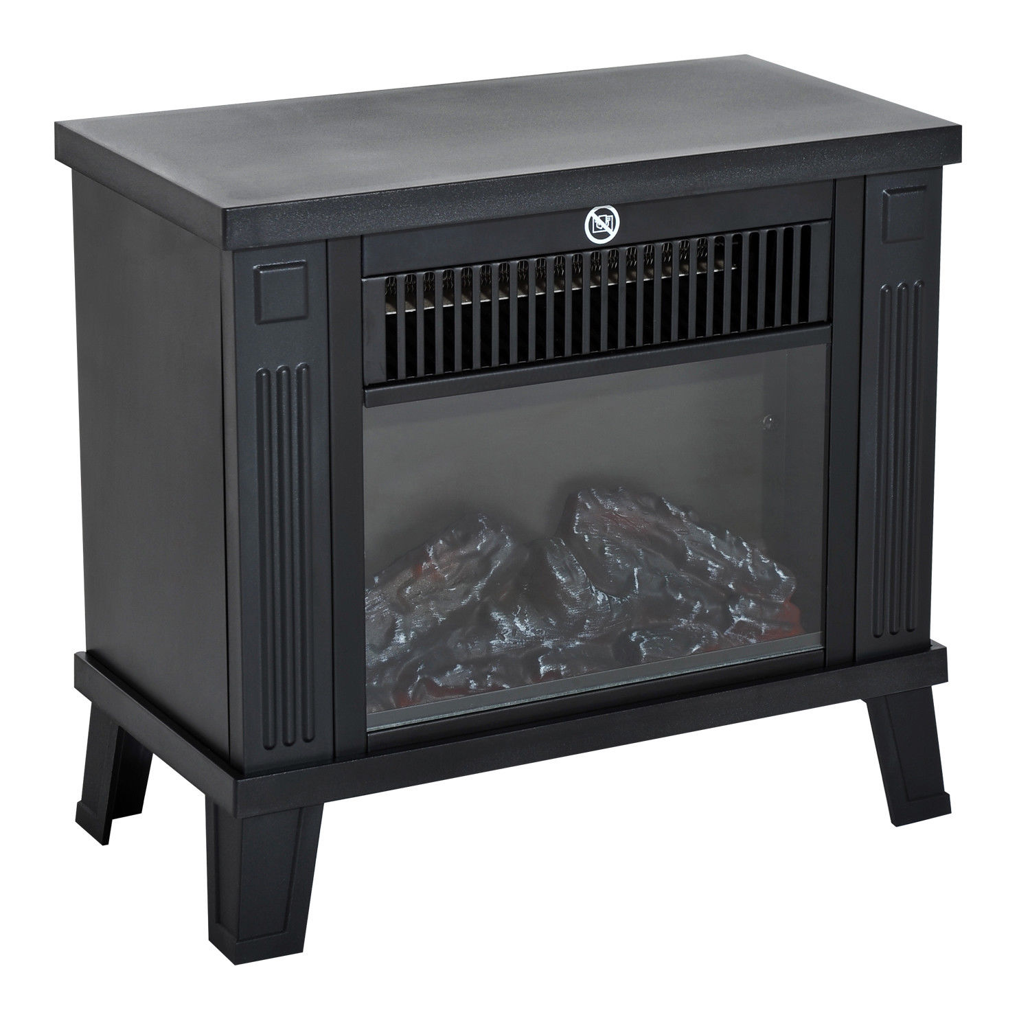 HOMCOM Elektrische kachel 1200 W staande kachel vlameffect zwart verwarming haardanimatie ventilatorkachel 600/1200 W standen | Aosom.nl