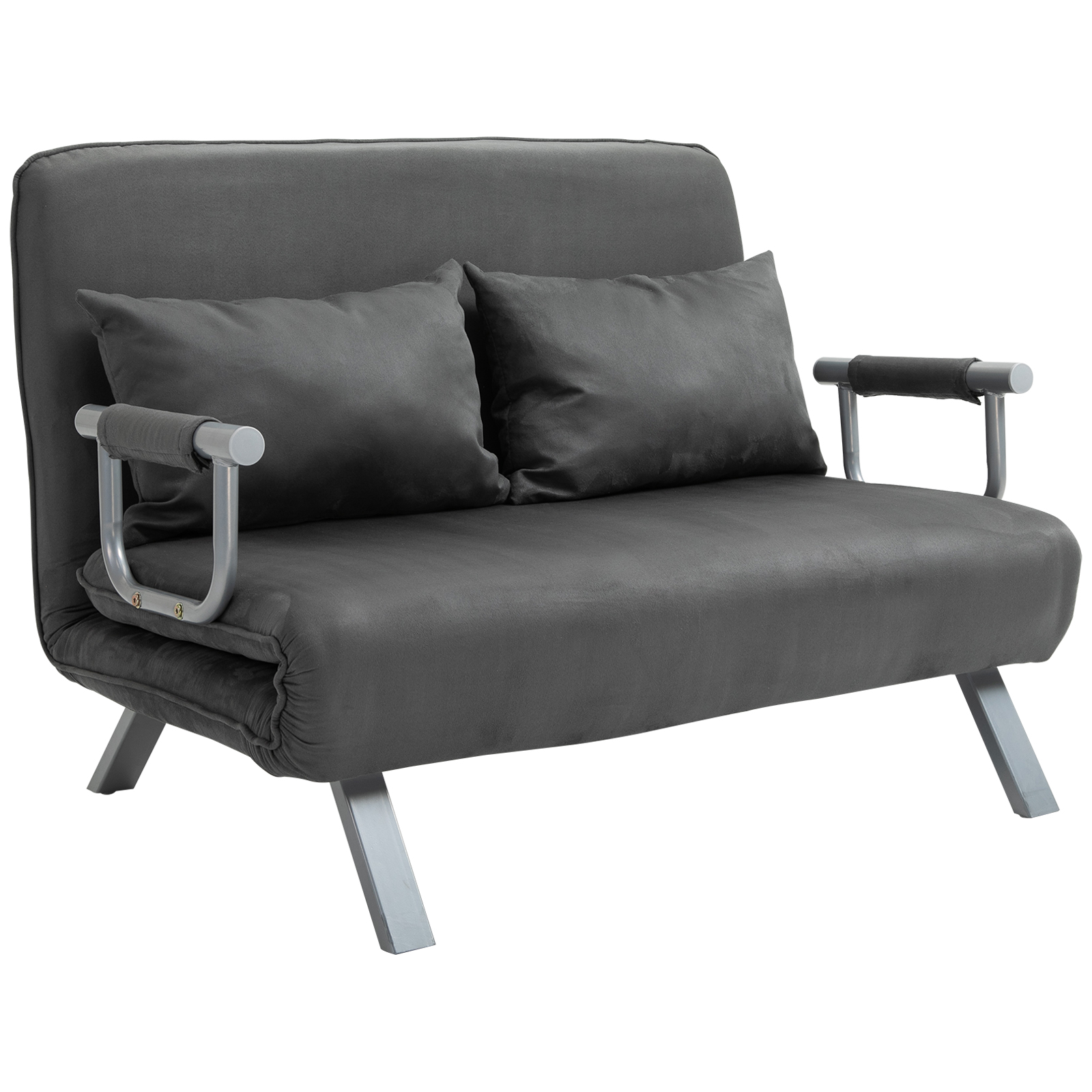 HOMCOM Canapea Extensibilă cu Șezut Reglabil în 5 Poziții și Perne Detașabile, Canapea din Imitație de Piele, 105x80x78 cm, Gri | Aosom Romania